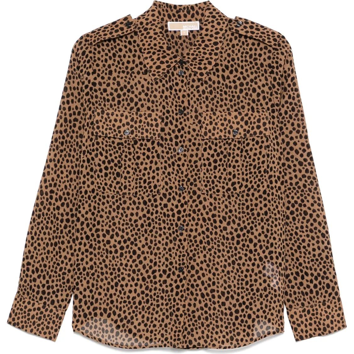 MICHAEL KORS Marškiniai ilgomis rankovėmis moterims, Ruda, Leopard-print shirt 1