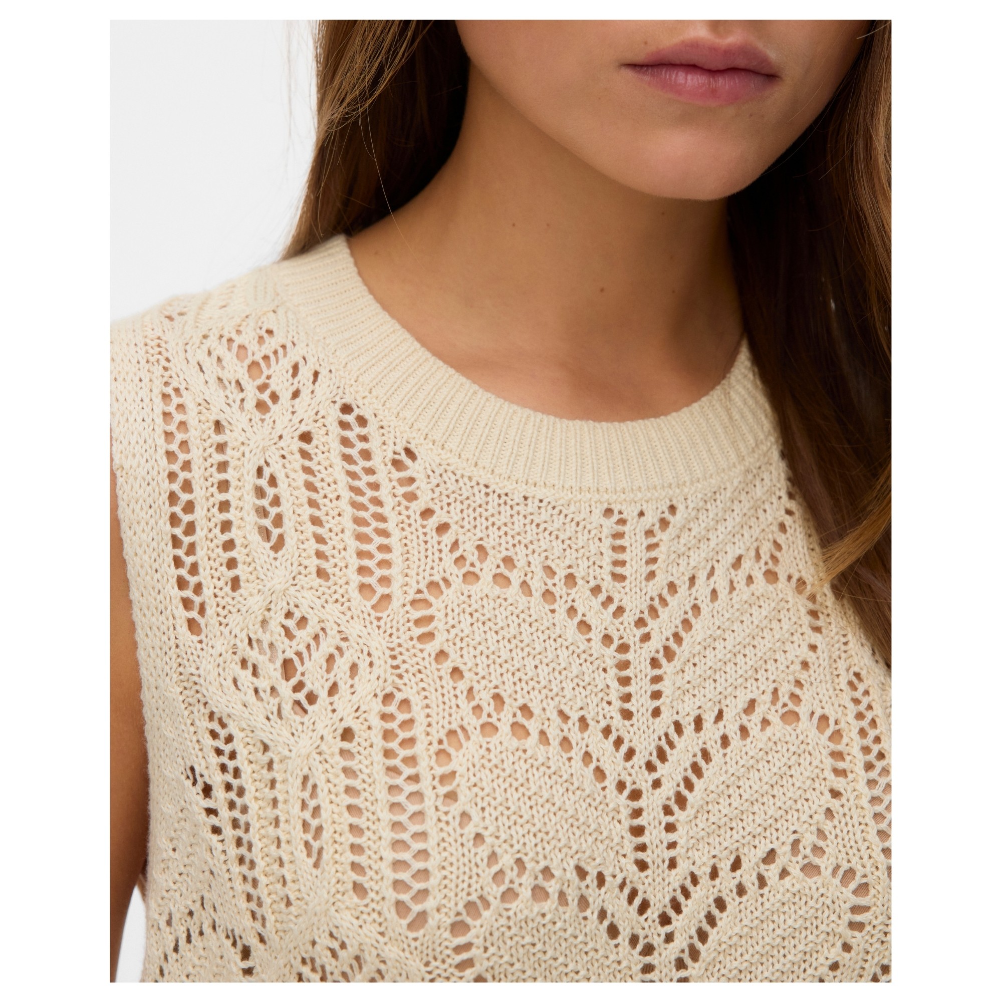 VERO MODA Megzta palaidinė moterims, Balta, Misty marina 3