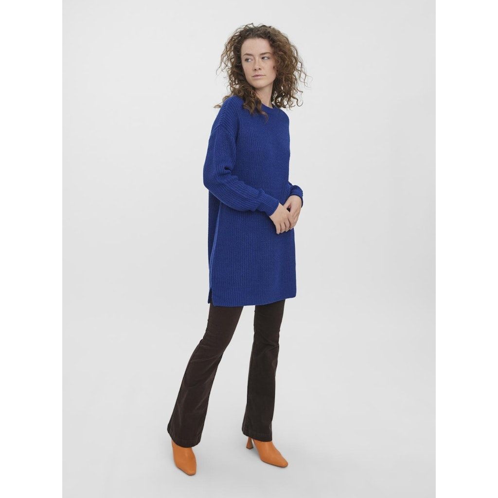 VERO MODA Mini suknelė moterims, Mėlyna, VMLEA LS O-NECK SHORT 2