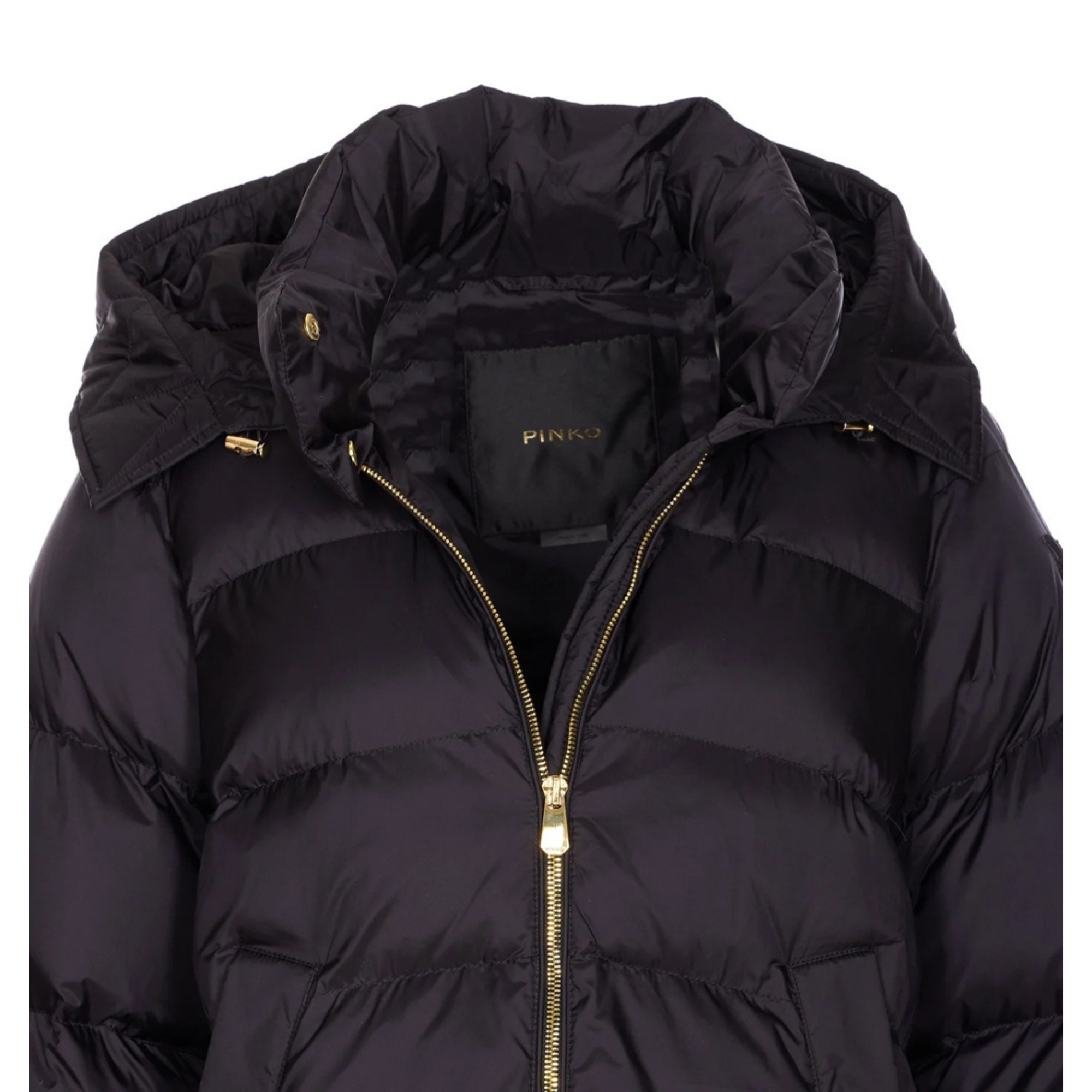 PINKO Pūkinė striukė moterims, Juoda, Calzone coat 3