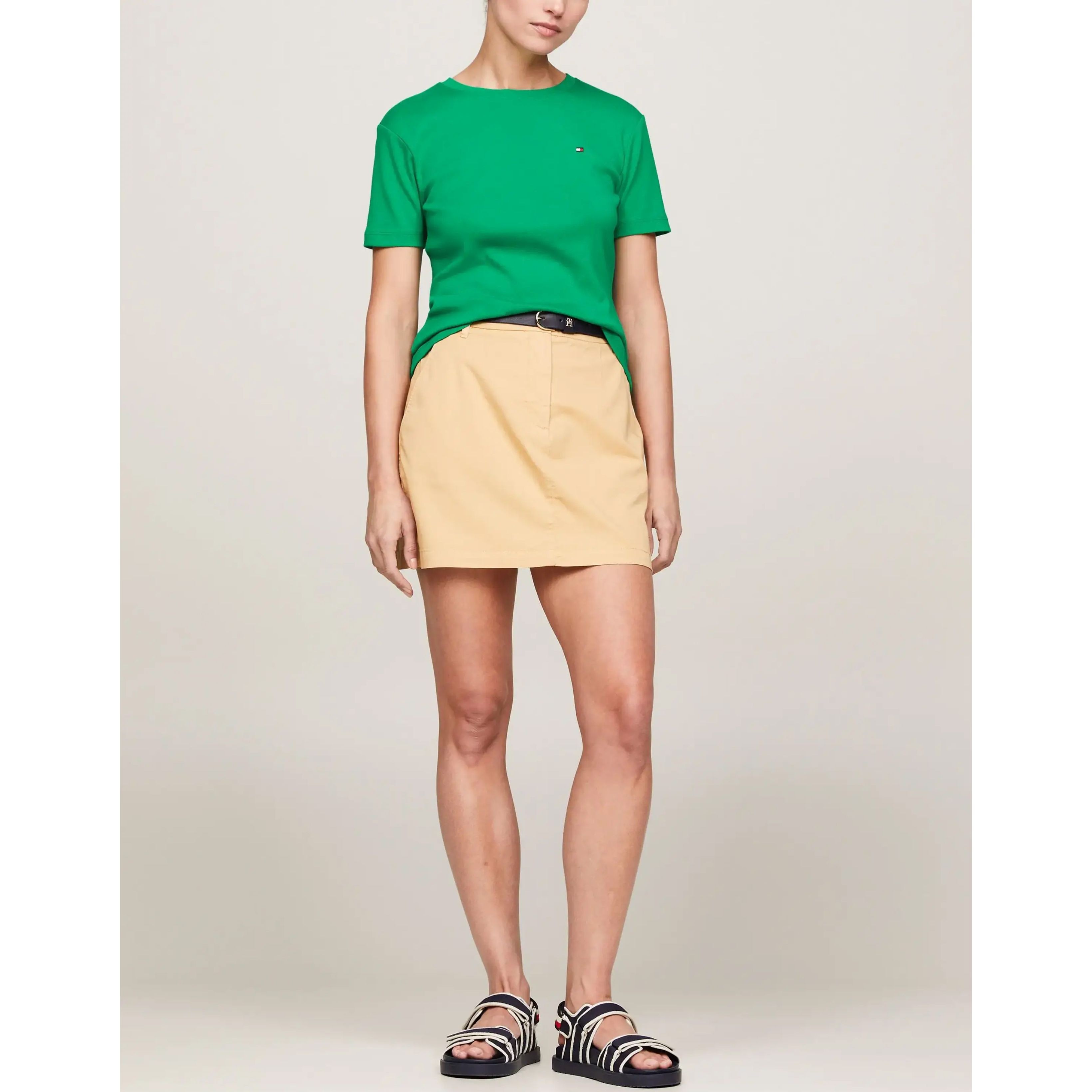 TOMMY HILFIGER Marškinėliai trump. rankovėmis moterims, Žalia, New slim cody c-nk ss 2