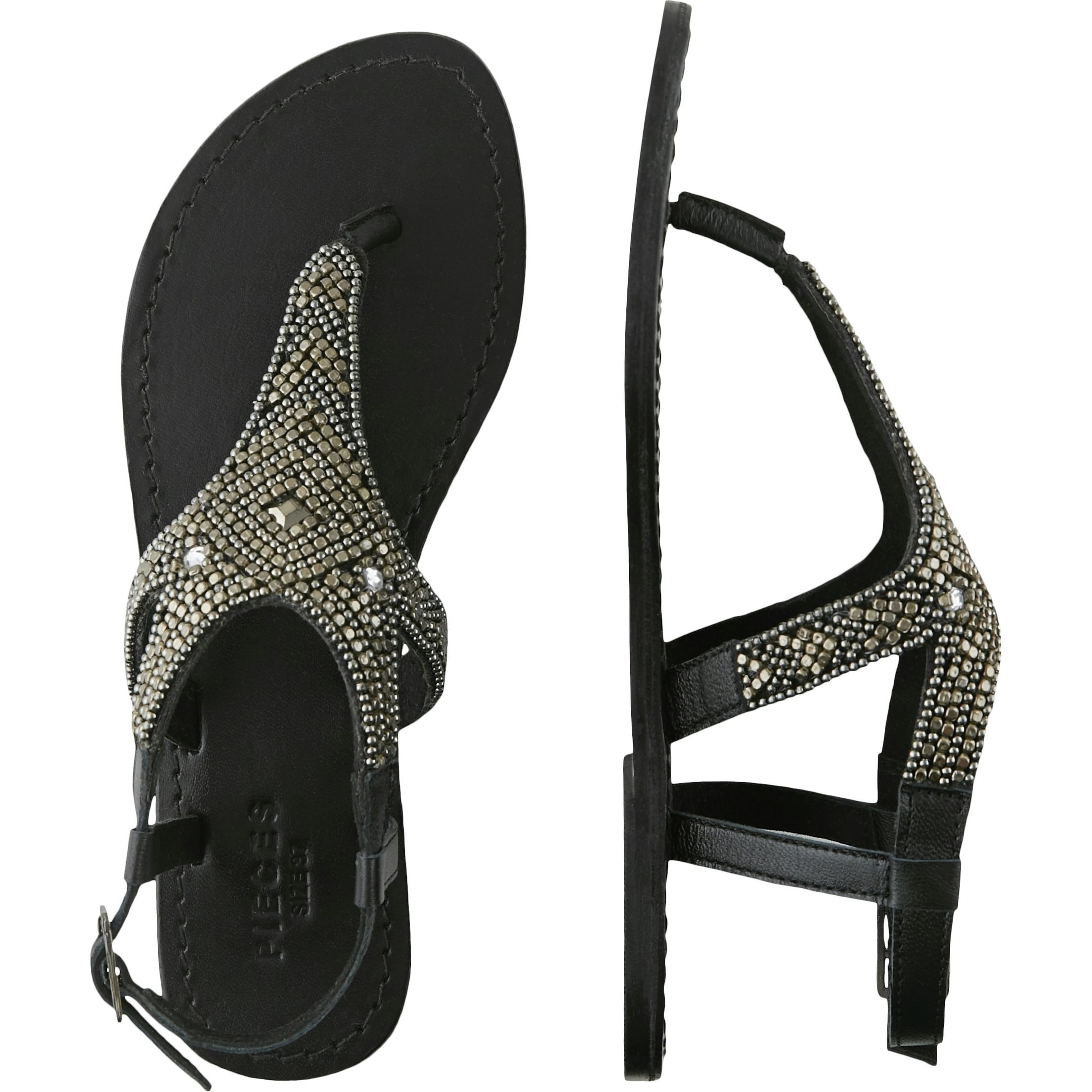 PIECES Basutės moterims, Pilka, PSCAMMA LEATHER SANDAL 2