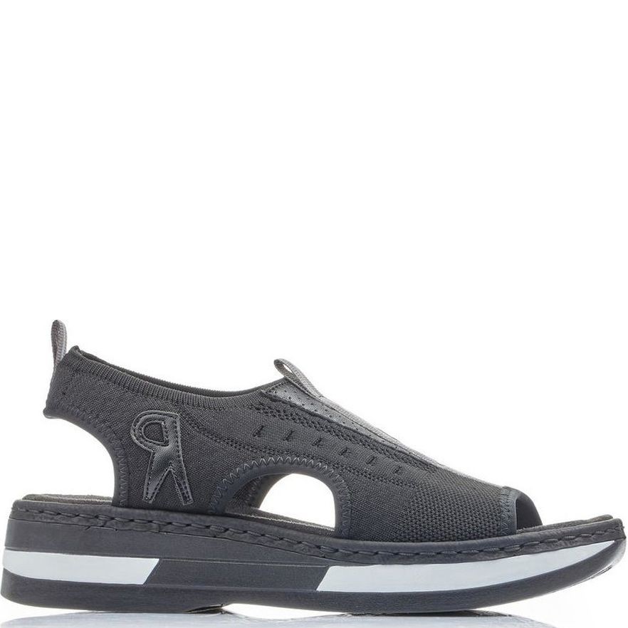 RIEKER Basutės moterims, Juoda, SANDALS 2