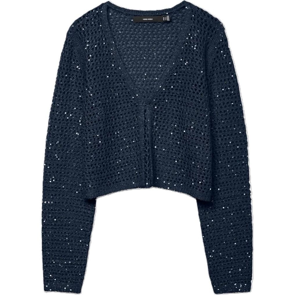 VERO MODA Kardiganas moterims, Mėlyna, Leilani glitter short cardi 1