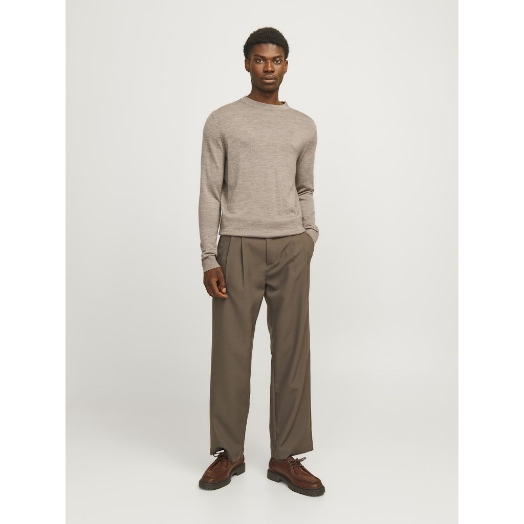 JACK & JONES Megztinis vyrams, Smėlio, Merino knit crew neck 5