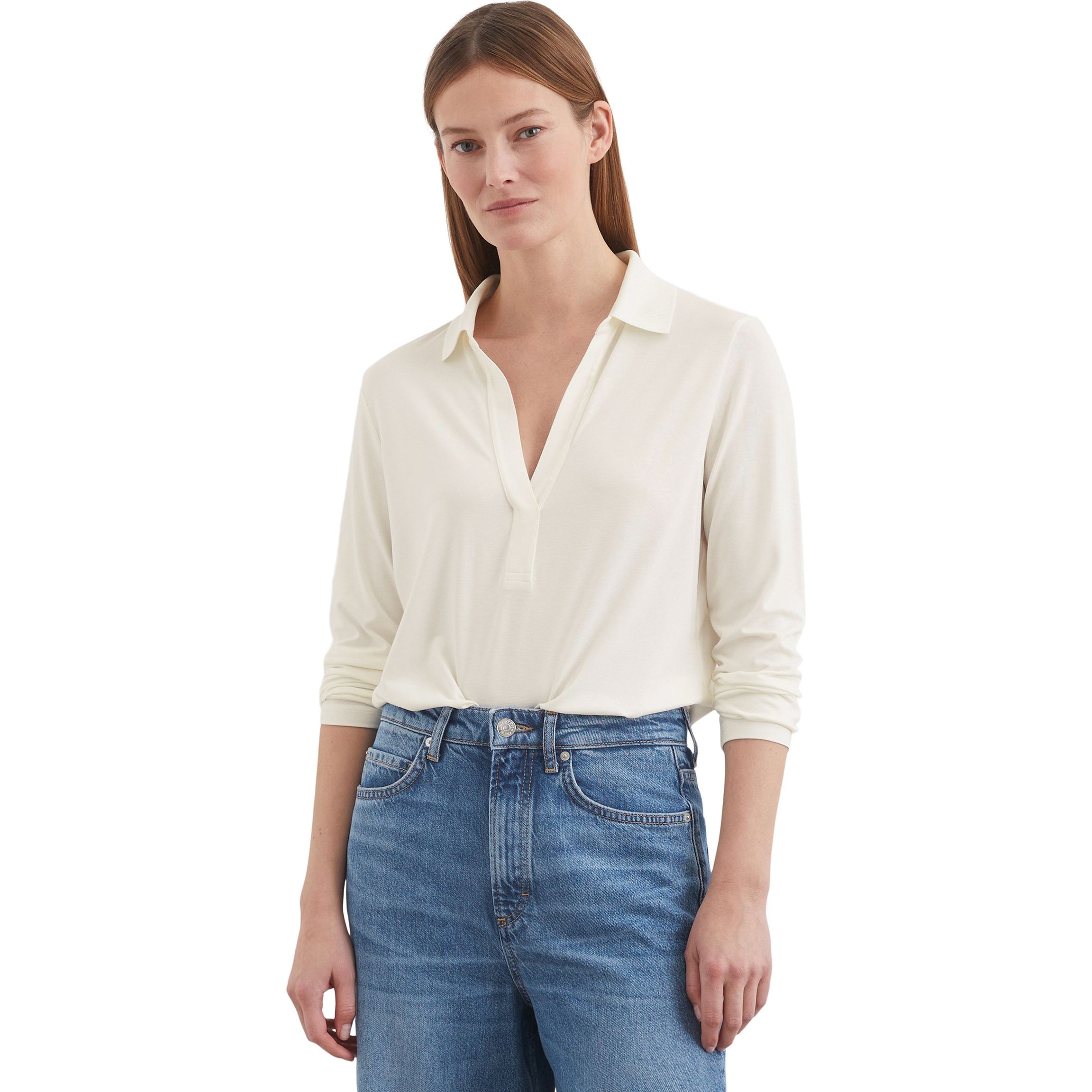 MARC O'POLO Marškiniai ilgomis rankovėmis moterims, Balta, Shirts lon 502205252105 2