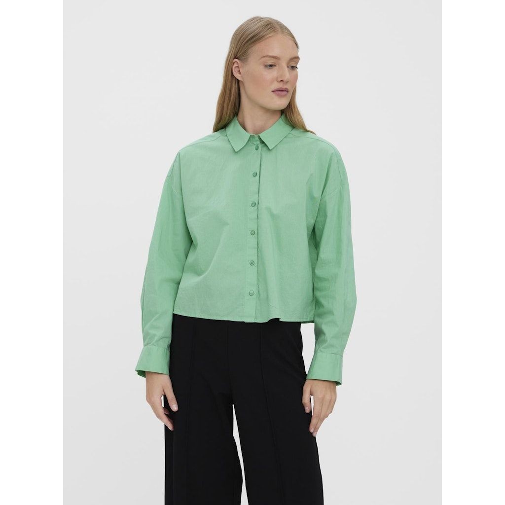 VERO MODA Marškiniai moterims, Žalia, VMSTINNA L/S CROPPED 2