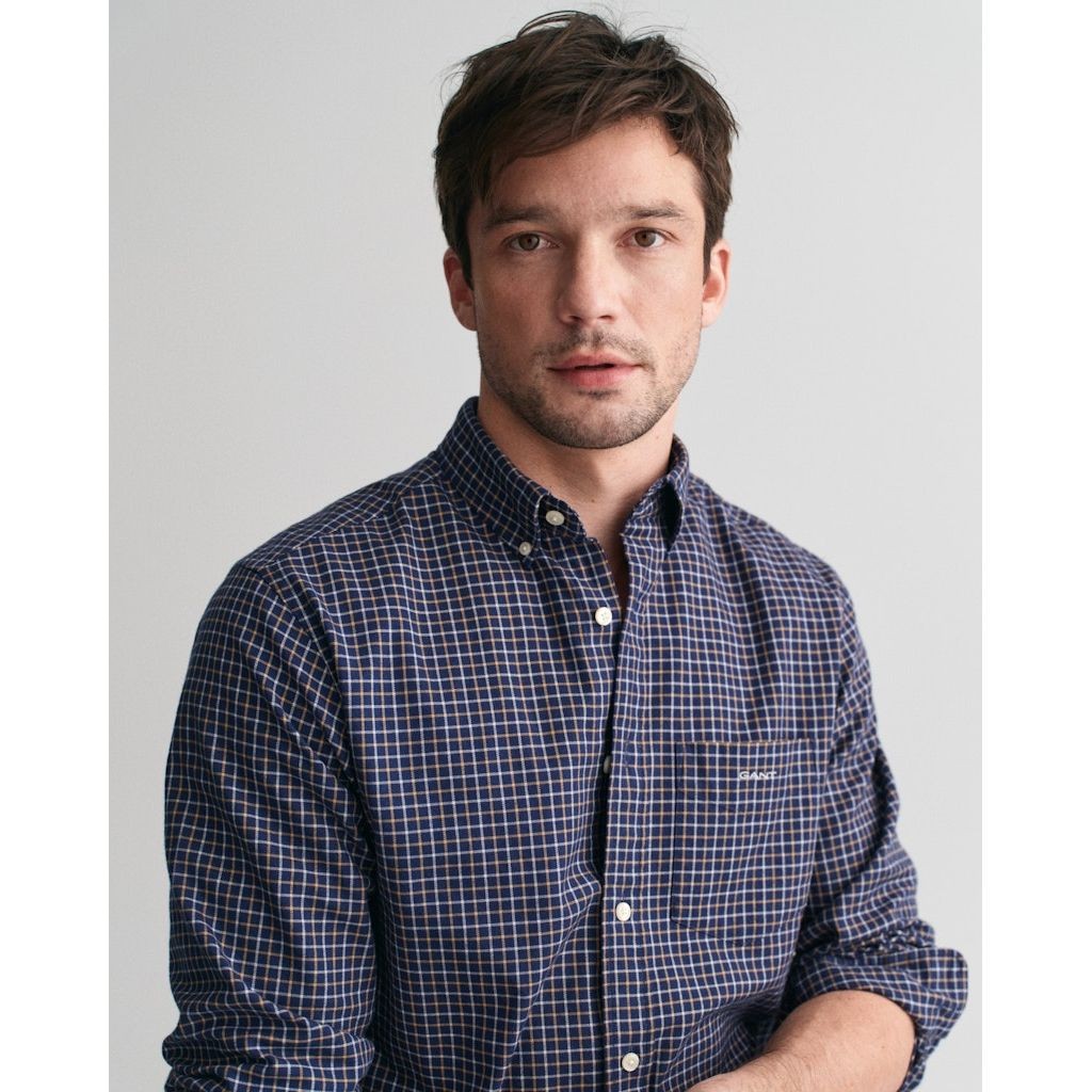 GANT Marškiniai ilgomis rankovėmis vyrams, Mėlyna, Reg jaspe tattersall shirt 4