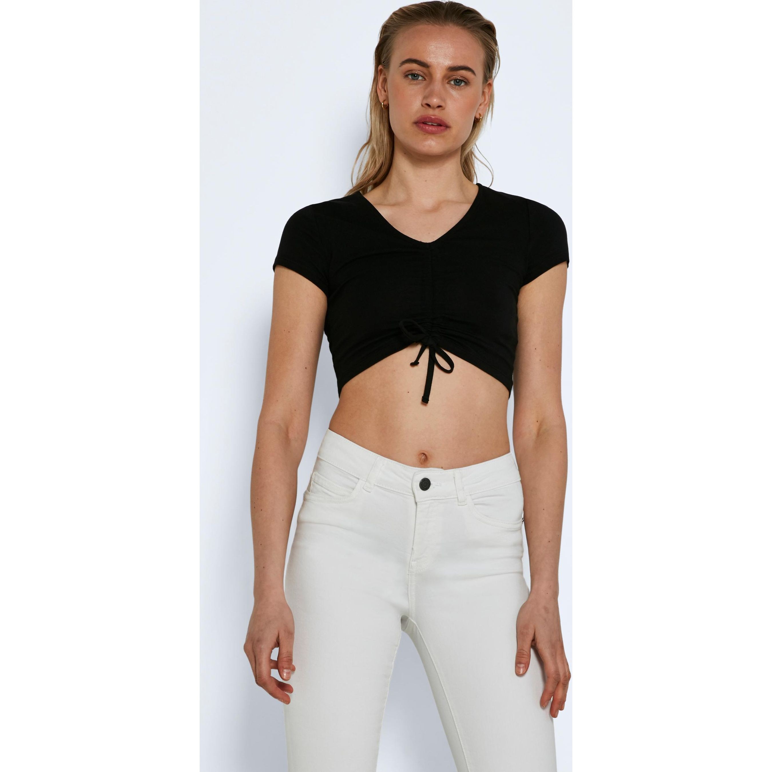 NOISY MAY Palaidinės moterims, Juoda, NMASTA S/S ROUCHING TOP 2