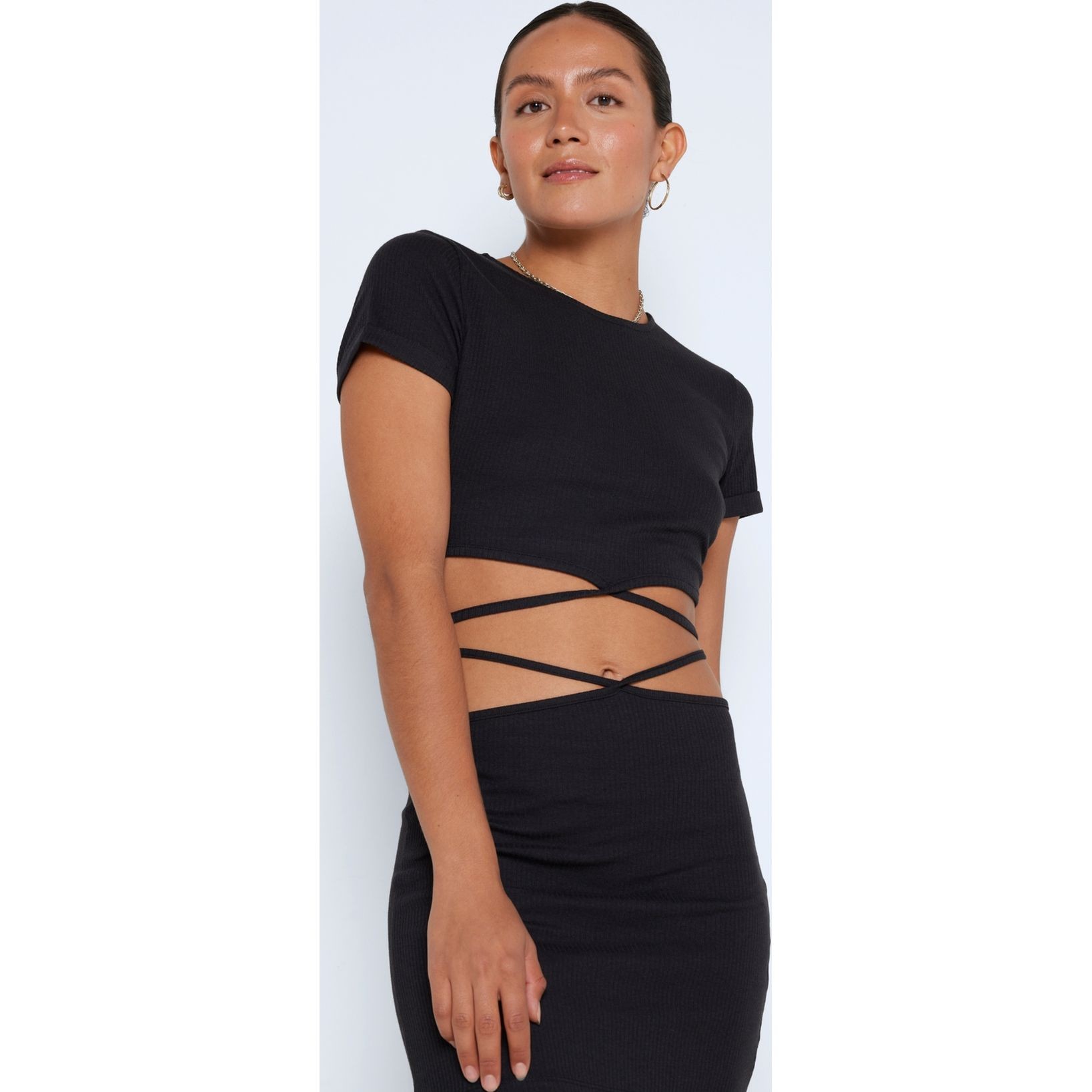 NOISY MAY Palaidinės moterims, Juoda, NMPASA S/S TIE TOP 2