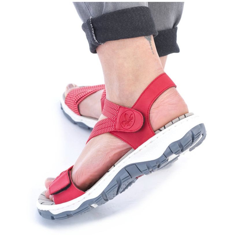 RIEKER Basutės moterims, Raudona, SANDALS 3