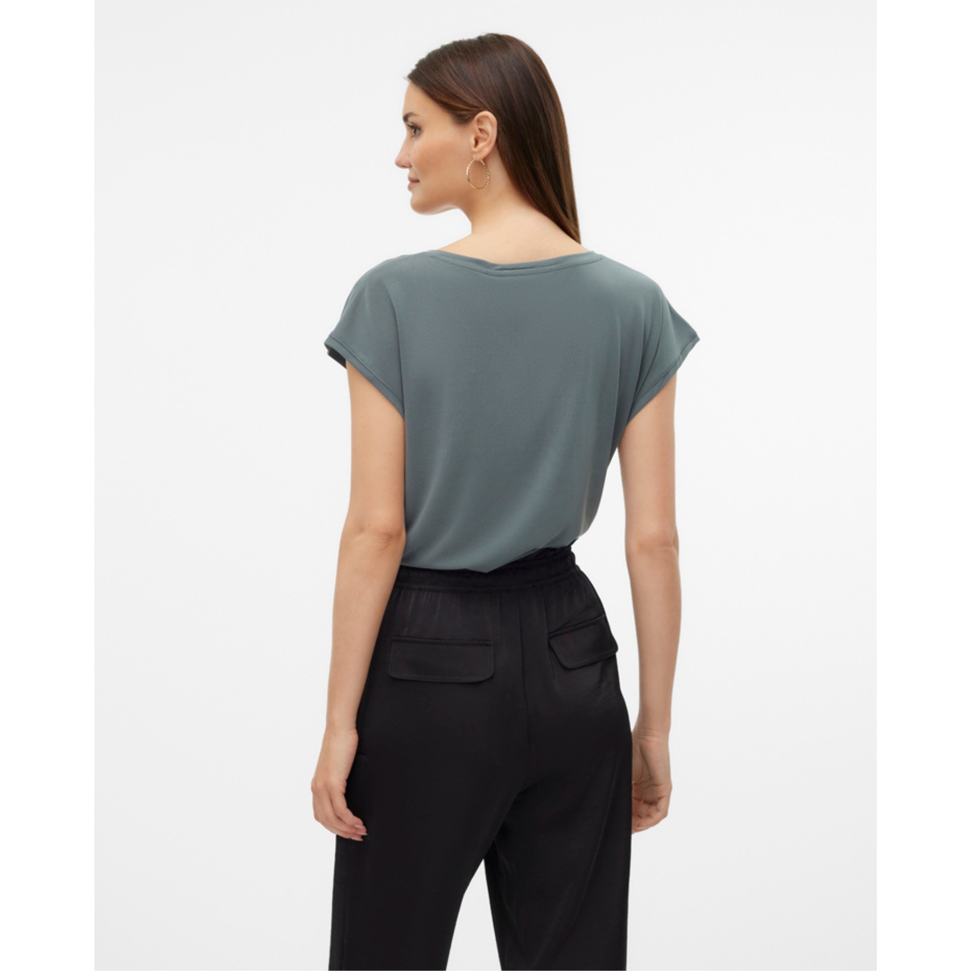 VERO MODA Marškinėliai moterims, Chaki, Filli v-neck tee 3