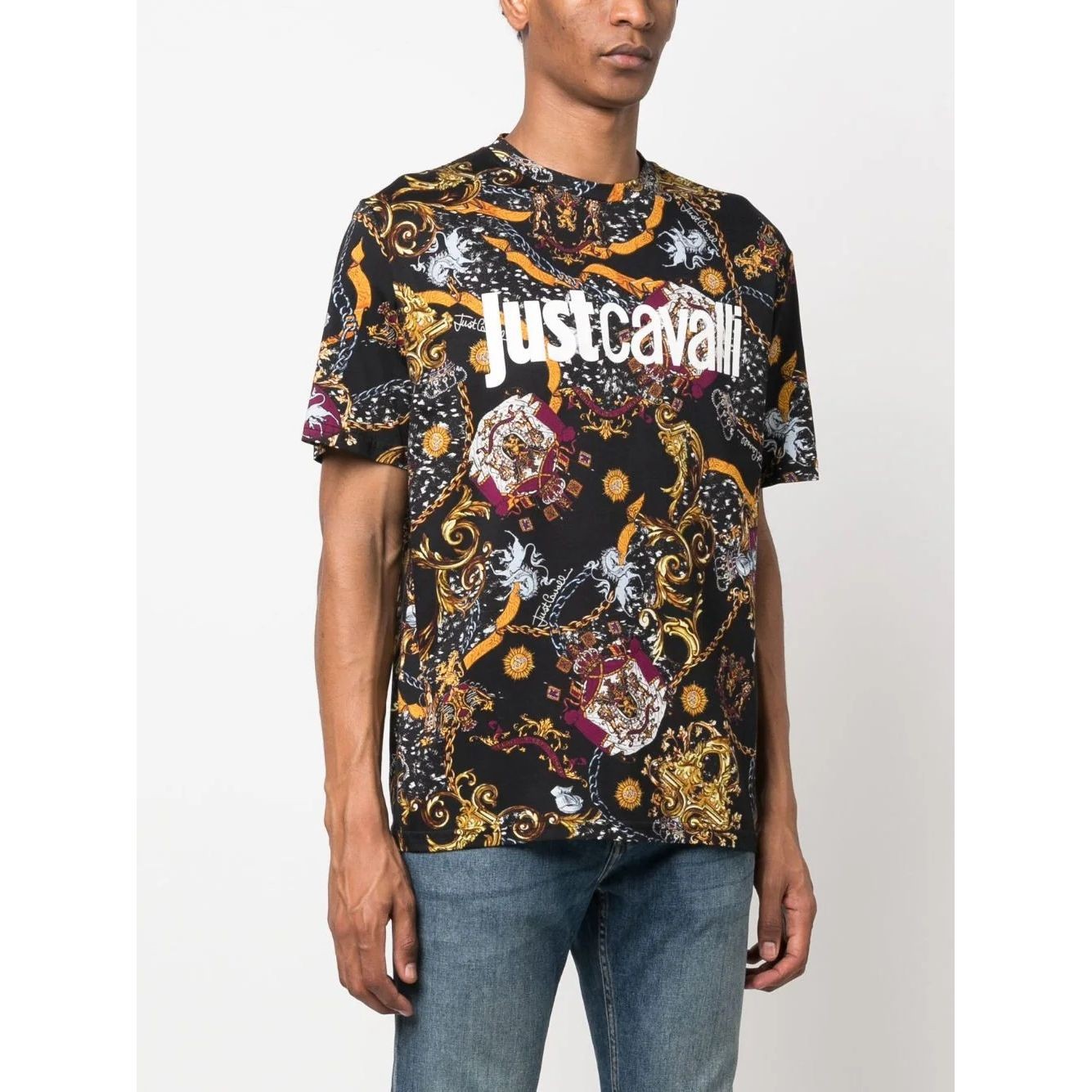 JUST CAVALLI Marškinėliai trump. rankovėmis vyrams, Juoda, Short sleeve t-shirt 3