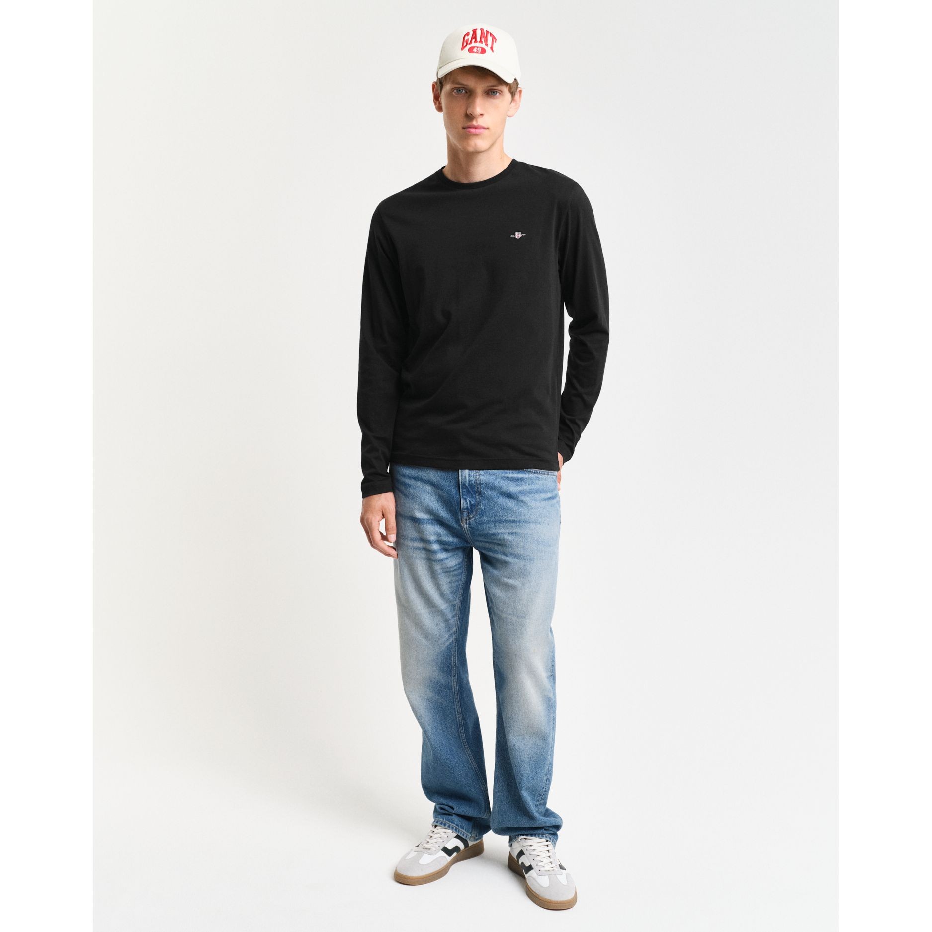 GANT Marškinėliai ilgom. rankovėmis vyrams, Juoda, reg shield ls t-shirt 5