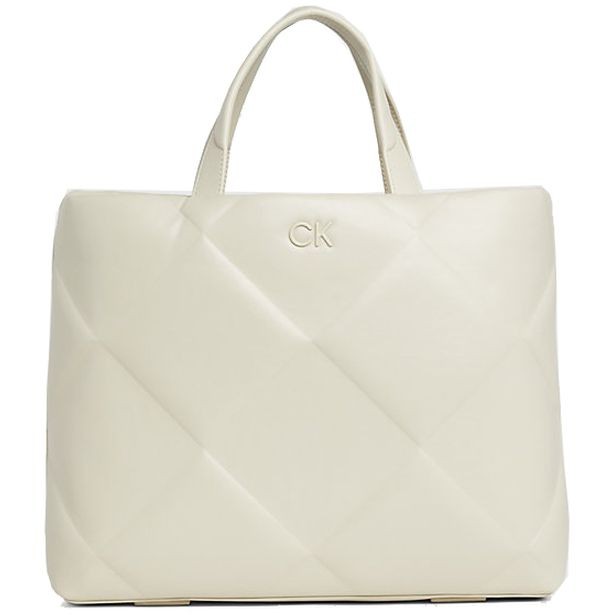 CALVIN KLEIN Pirkinių krepšys moterims, Smėlio, Quilt large shopper tote bag 1