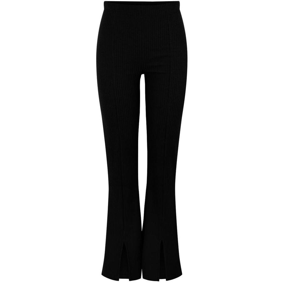 PIECES Kelnės moterims, Juoda, PCRIBBI HW SLIT PANTS