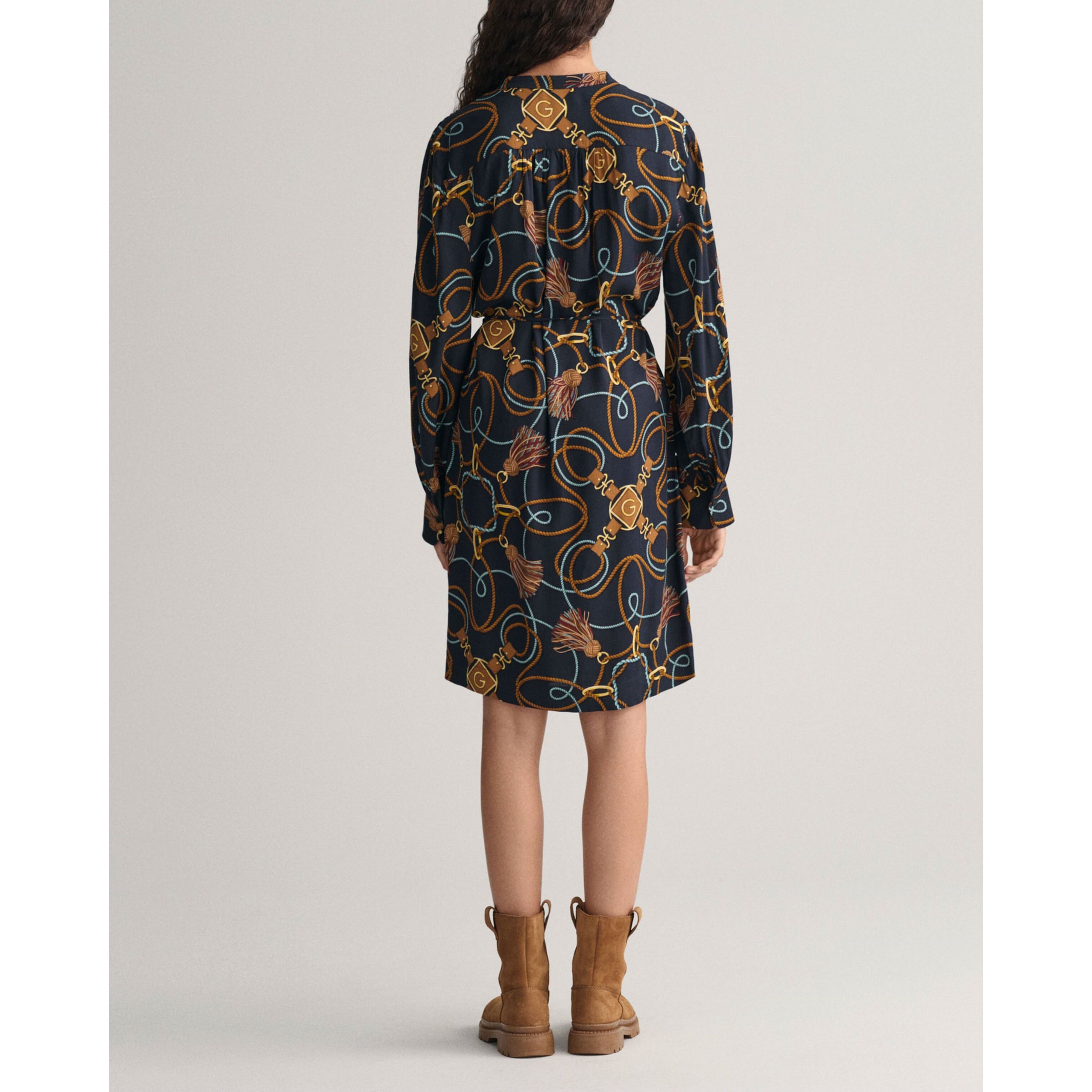 GANT Midi suknelė moterims, Mėlyna, REL ROPE PRINT SHIRT DRESS 3