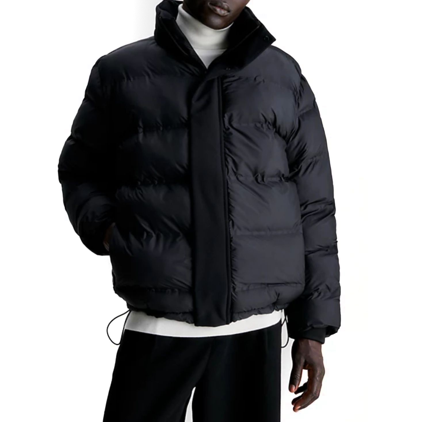 CALVIN KLEIN Pūkinė striukė vyrams, Juoda, Mix media quilt jacket 2