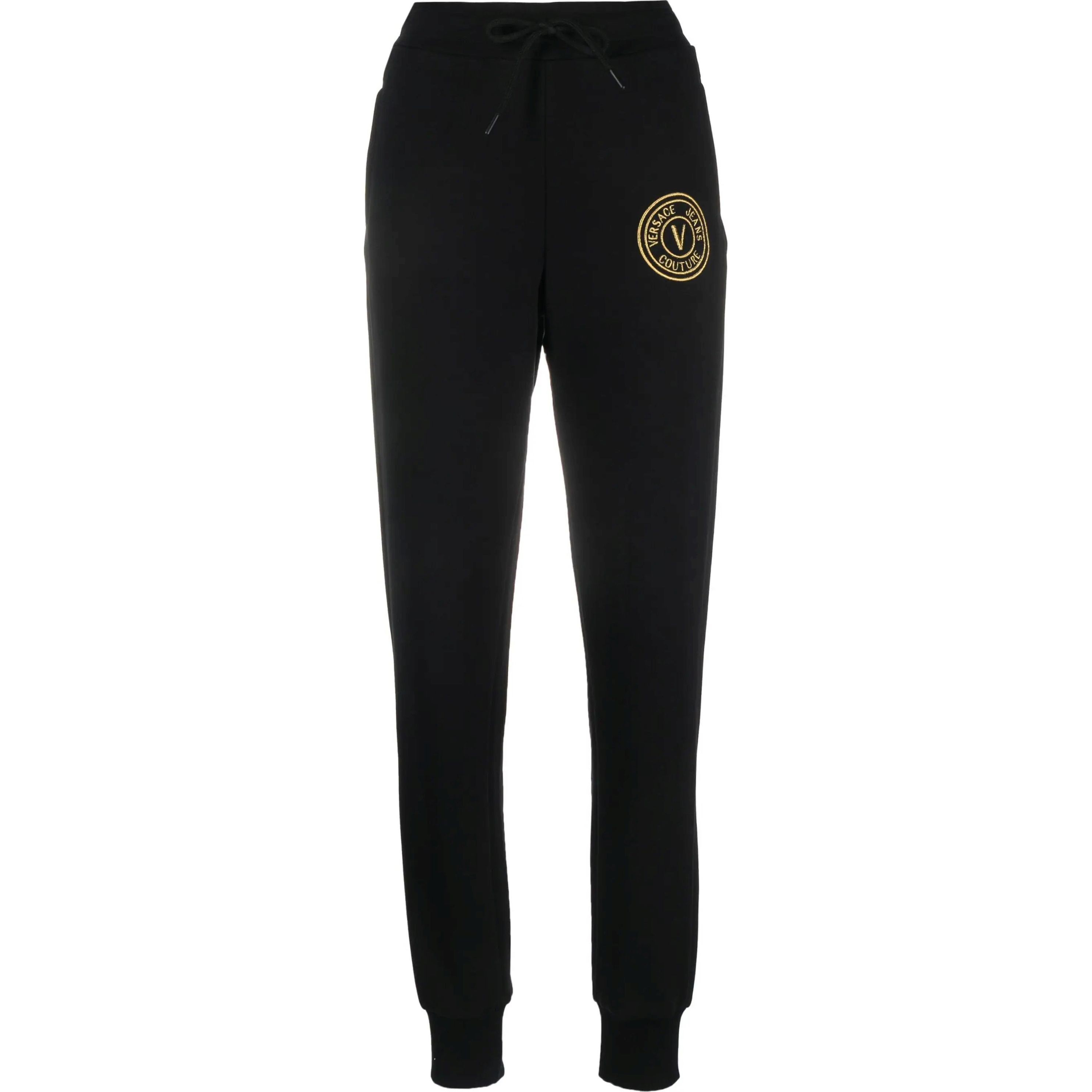 VERSACE JEANS CUTURE Kelnės moterims, Juoda, Tapered track pants