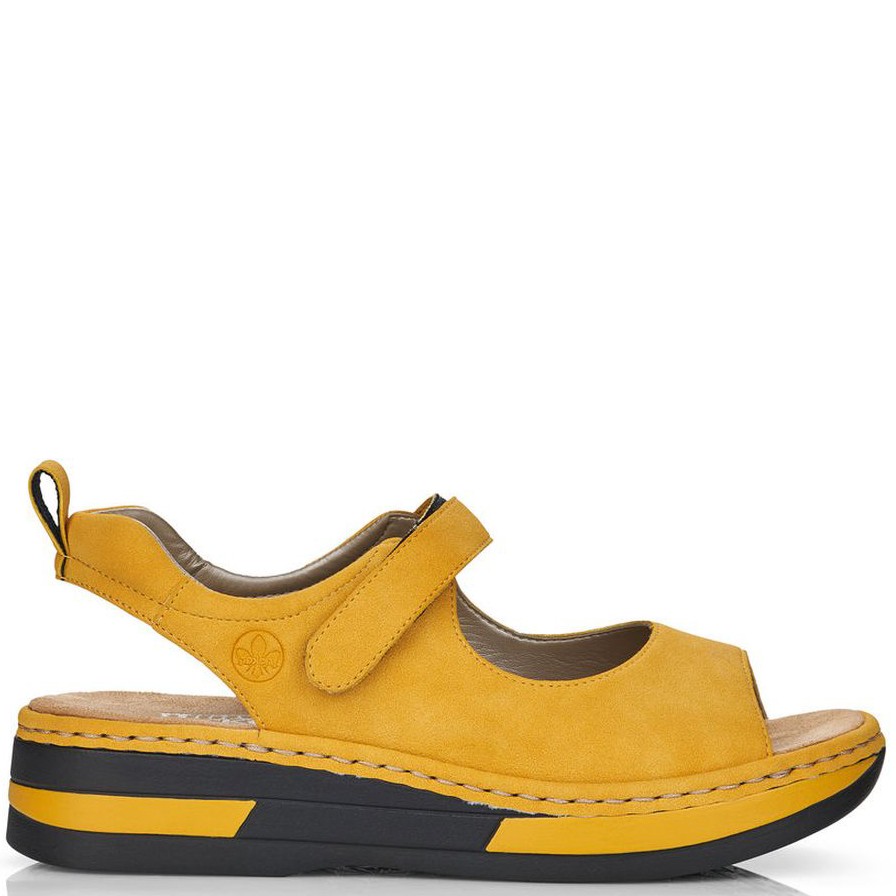 RIEKER Basutės moterims, Geltona, SANDALS 2