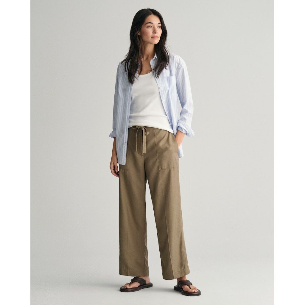 GANT Kelnės moterims, Ruda, REL TIE WAIST PANTS 5
