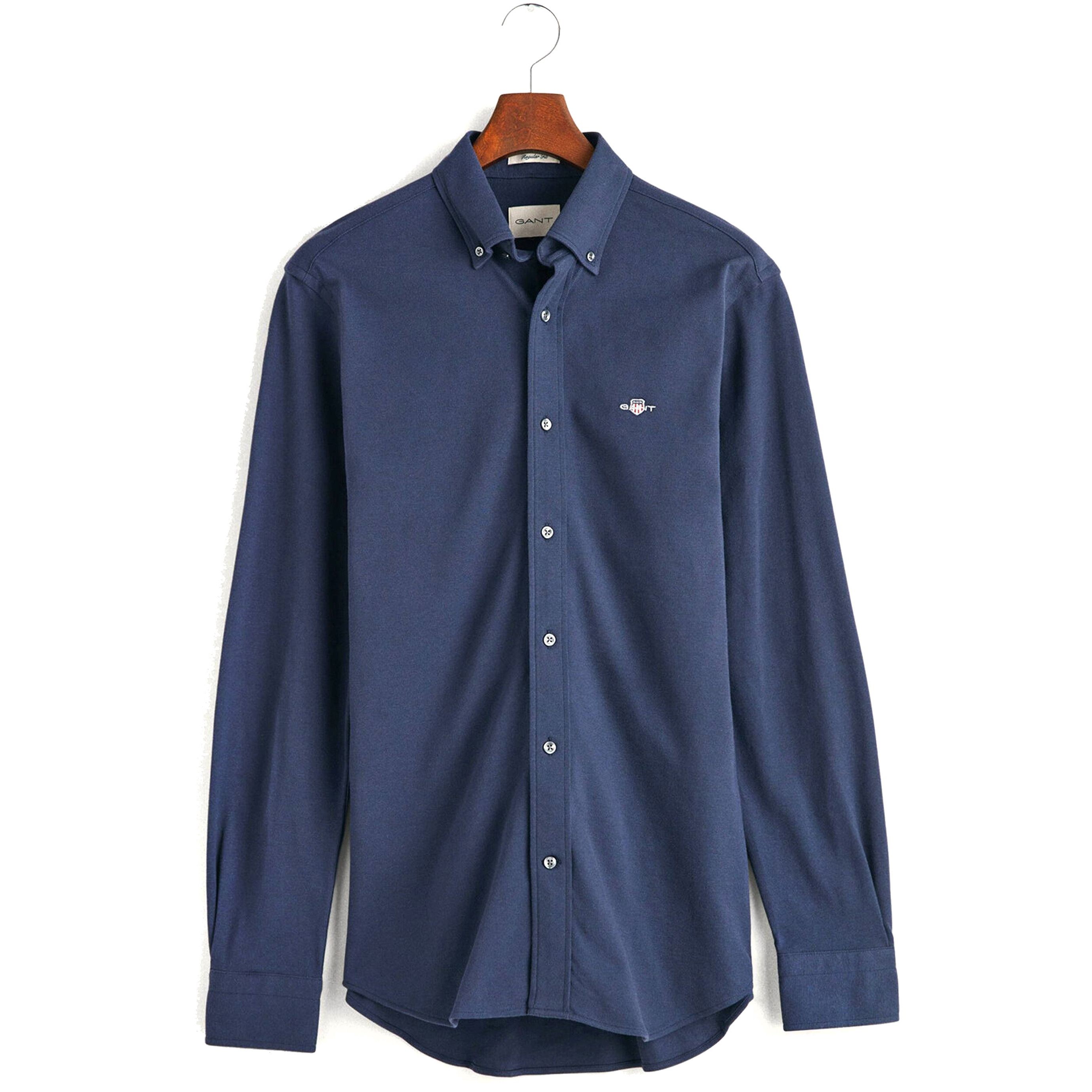 GANT Marškiniai vyrams, Mėlyna, REG JERSEY PIQUE SHIRT 1