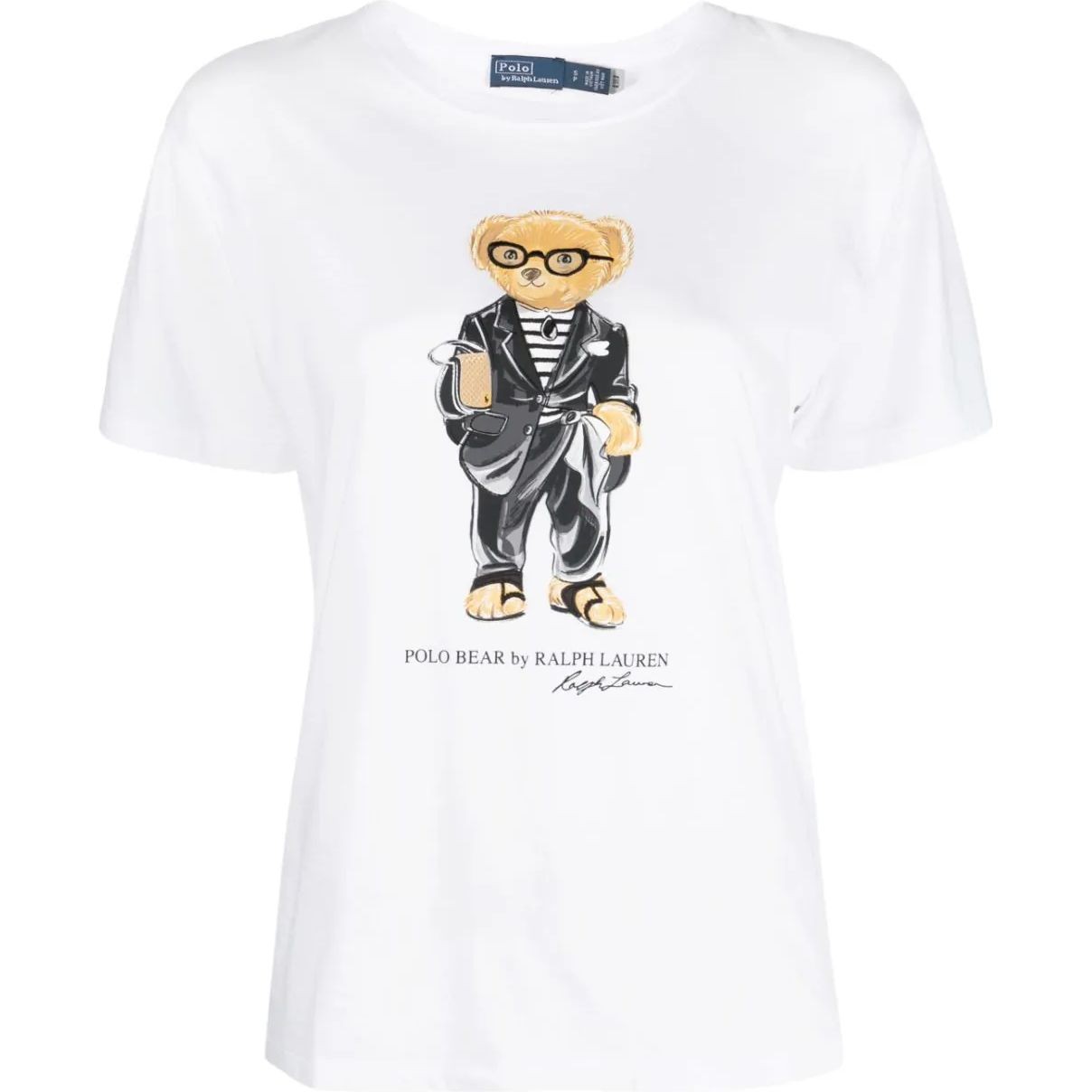 POLO RALPH LAUREN Marškinėliai trump. rankovėmis moterims, Balta, Modcali bear t-shirt 1