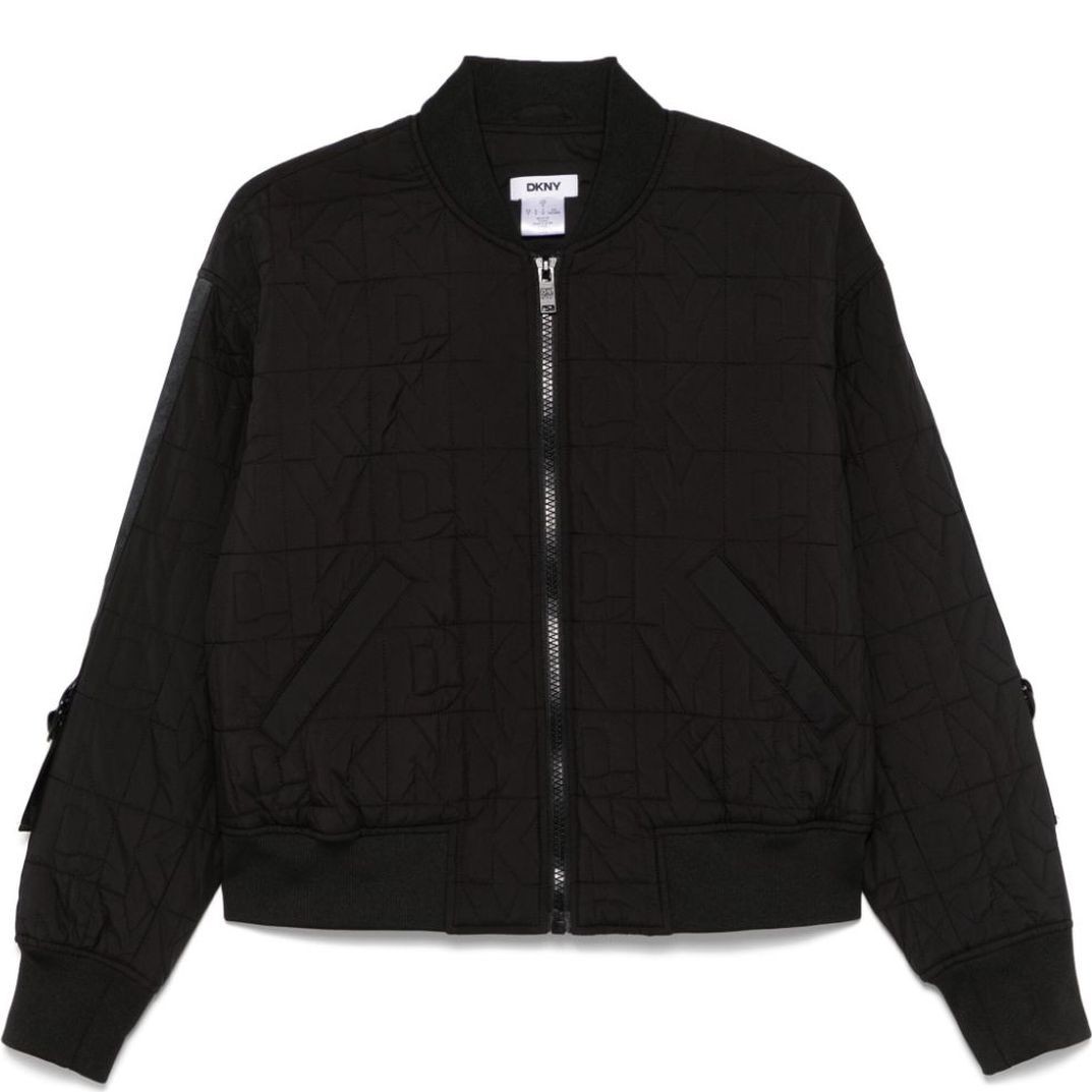 DKNY Bomberis moterims, Juoda, L/s quilted stack logo bomber 1