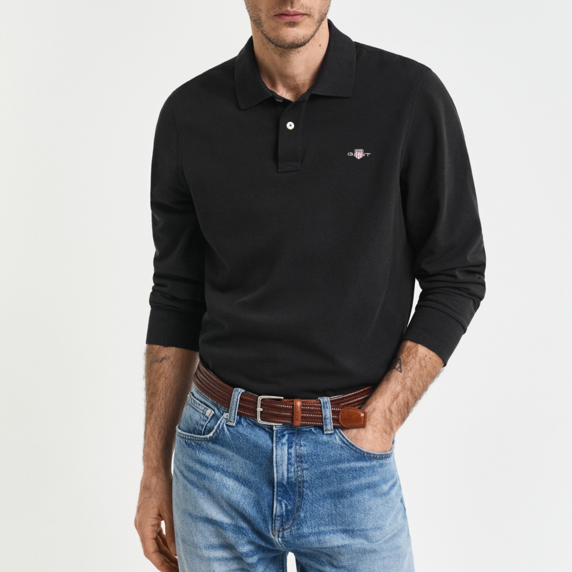 GANT Polo marškiniai ilgos rank. vyrams, Juoda, reg shield ls pique rugger 2
