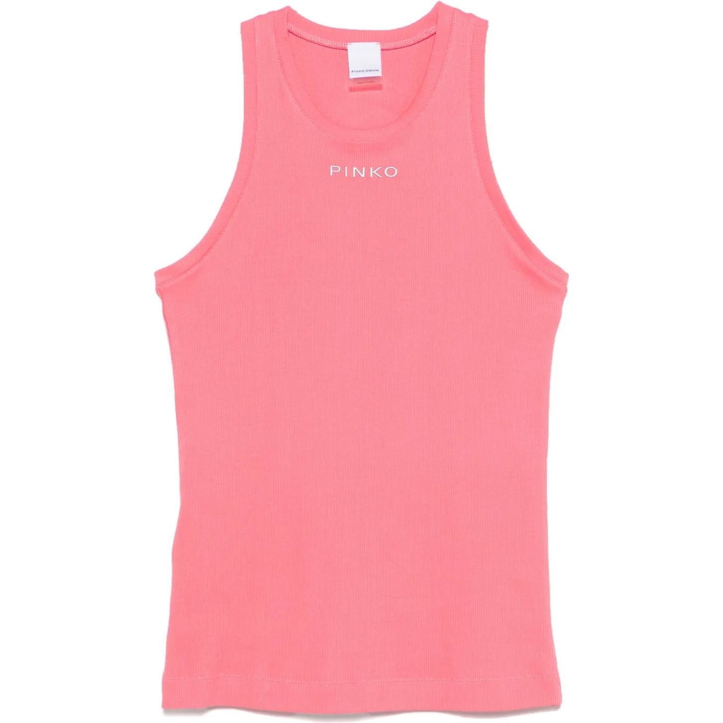 PINKO Marškiniai be rankovių moterims, Rožinė, Logo-lettering tank top