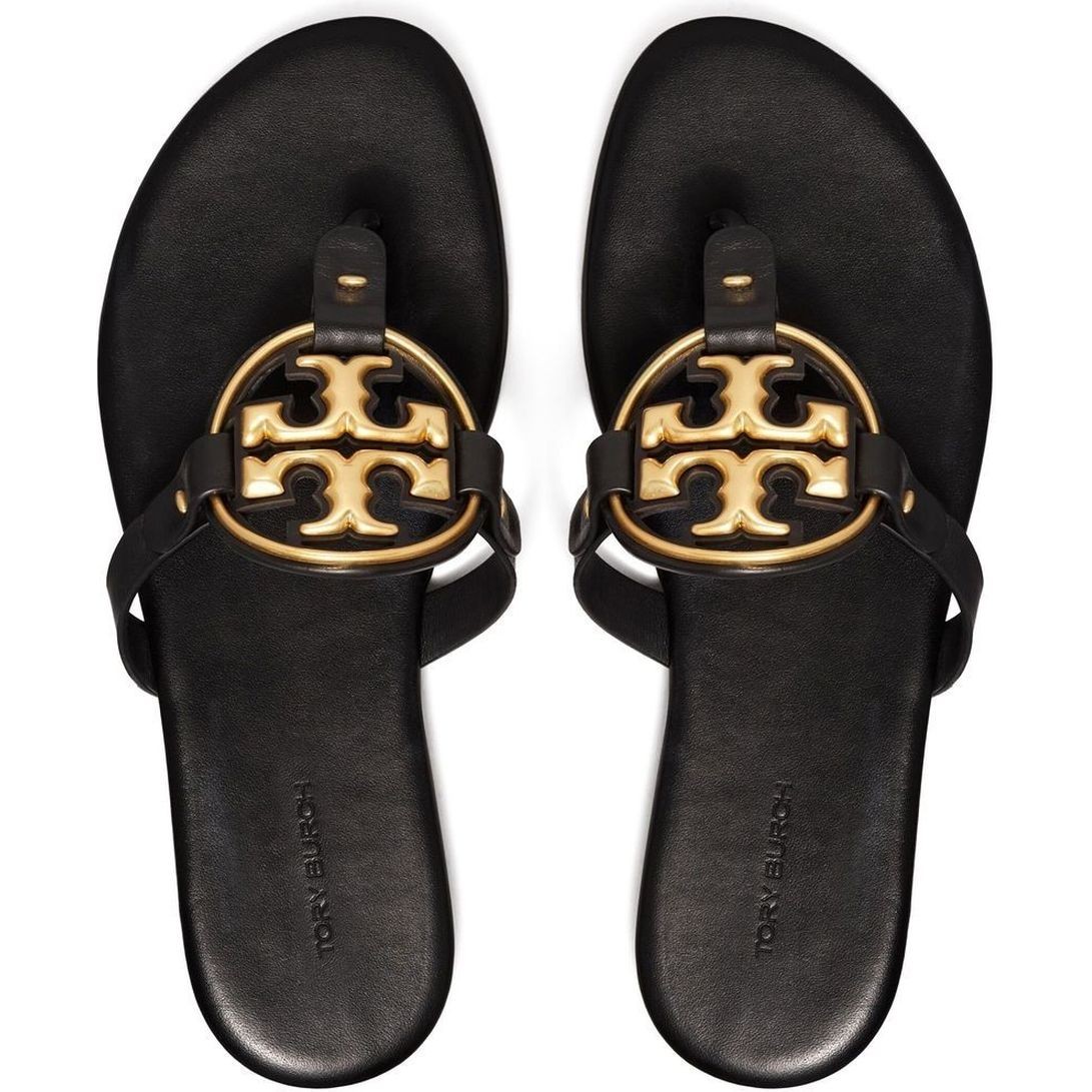 TORY BURCH Basutės moterims, Juoda, Metal miller soft sandals 3