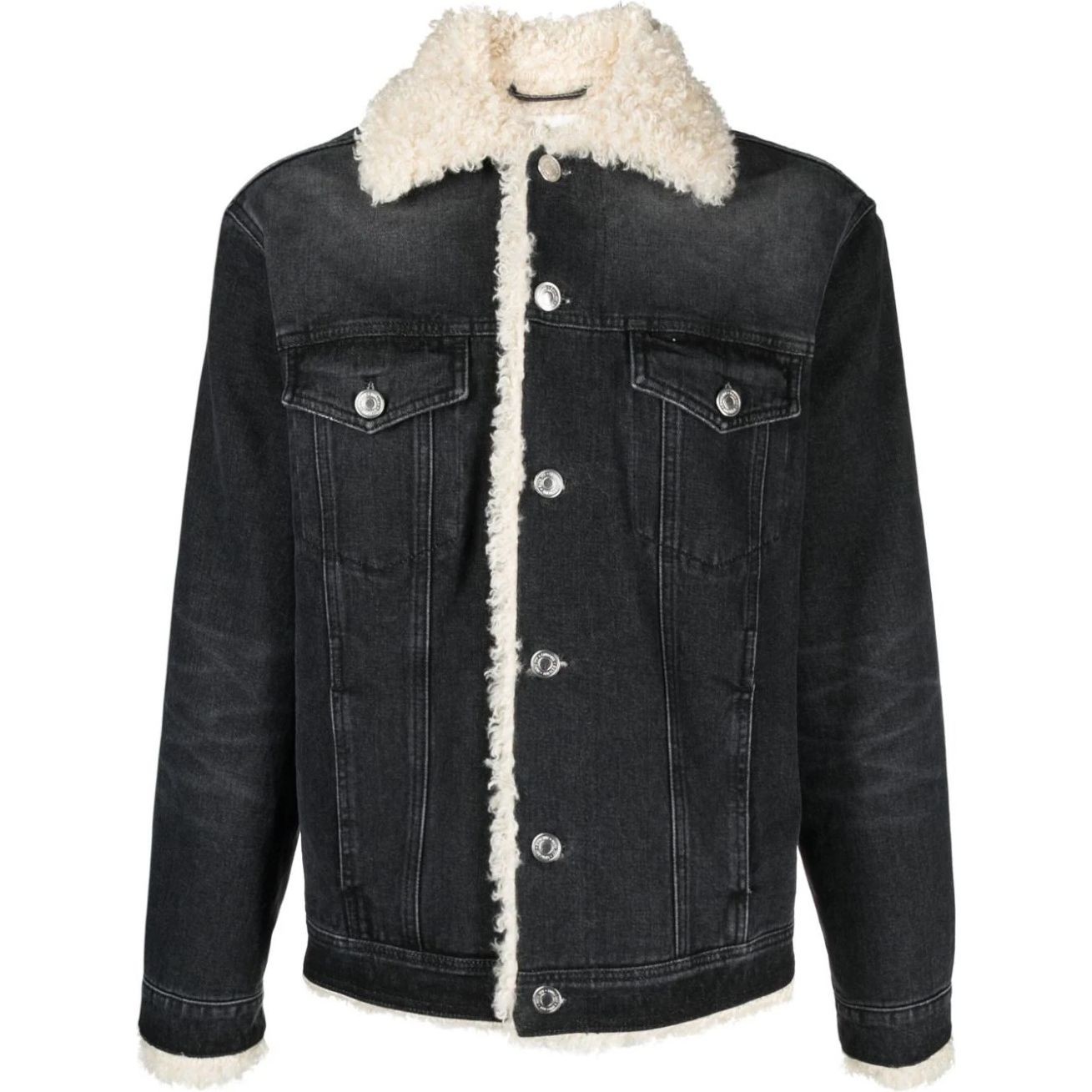 AMI PARIS Pūkinė striukė, Juoda, Trucker lined jacket 1