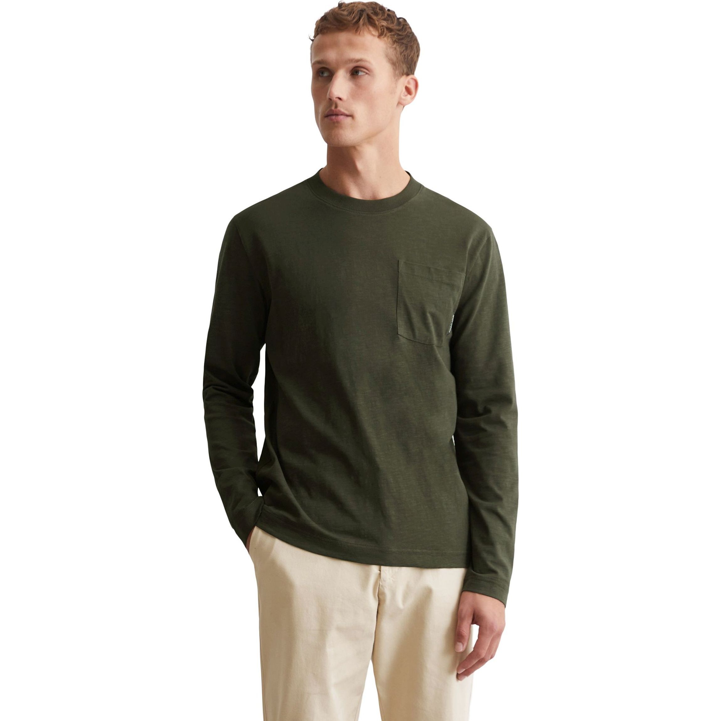 MARC O'POLO Marškinėliai ilgom. rankovėmis vyrams, Žalia, Tshirts lo 520222252060 2