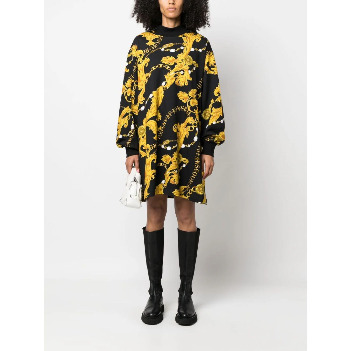 VERSACE JEANS CUTURE Mini suknelė moterims, Juoda, Light soft dress 2