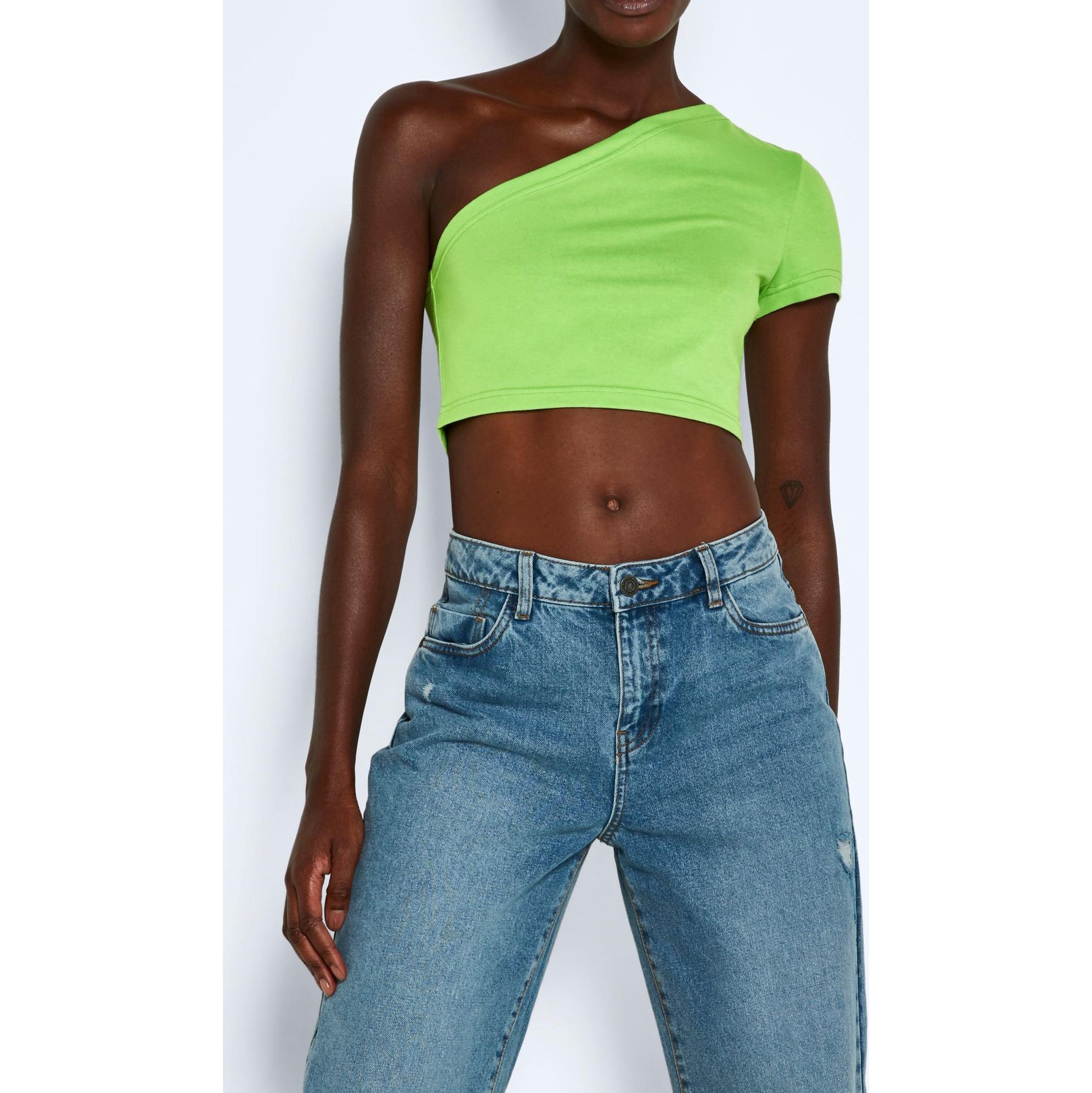 NOISY MAY Palaidinės moterims, Žalia, NMNINI S/S ONESHOULDER 2