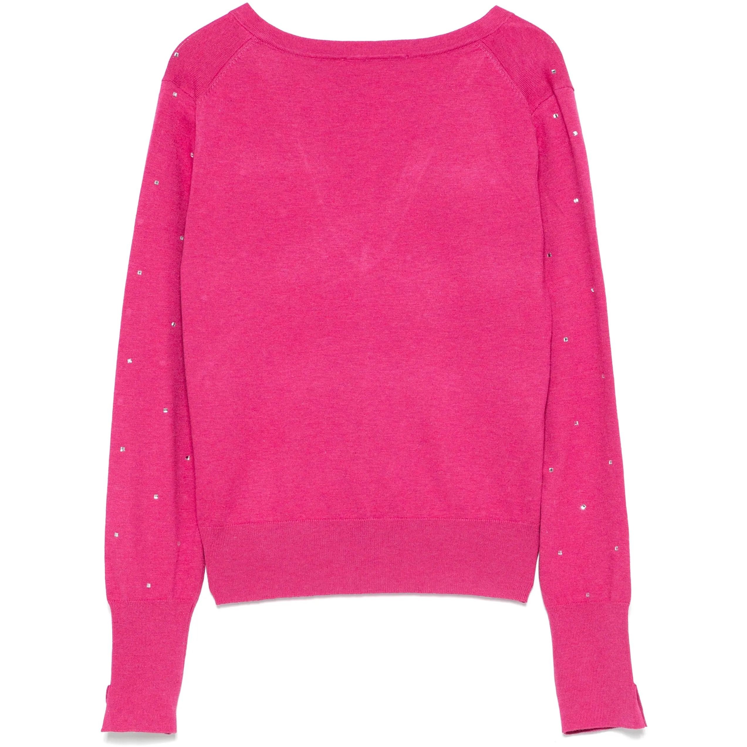 DKNY Megztinis moterims, Rožinė, V neck sweater with studs 2