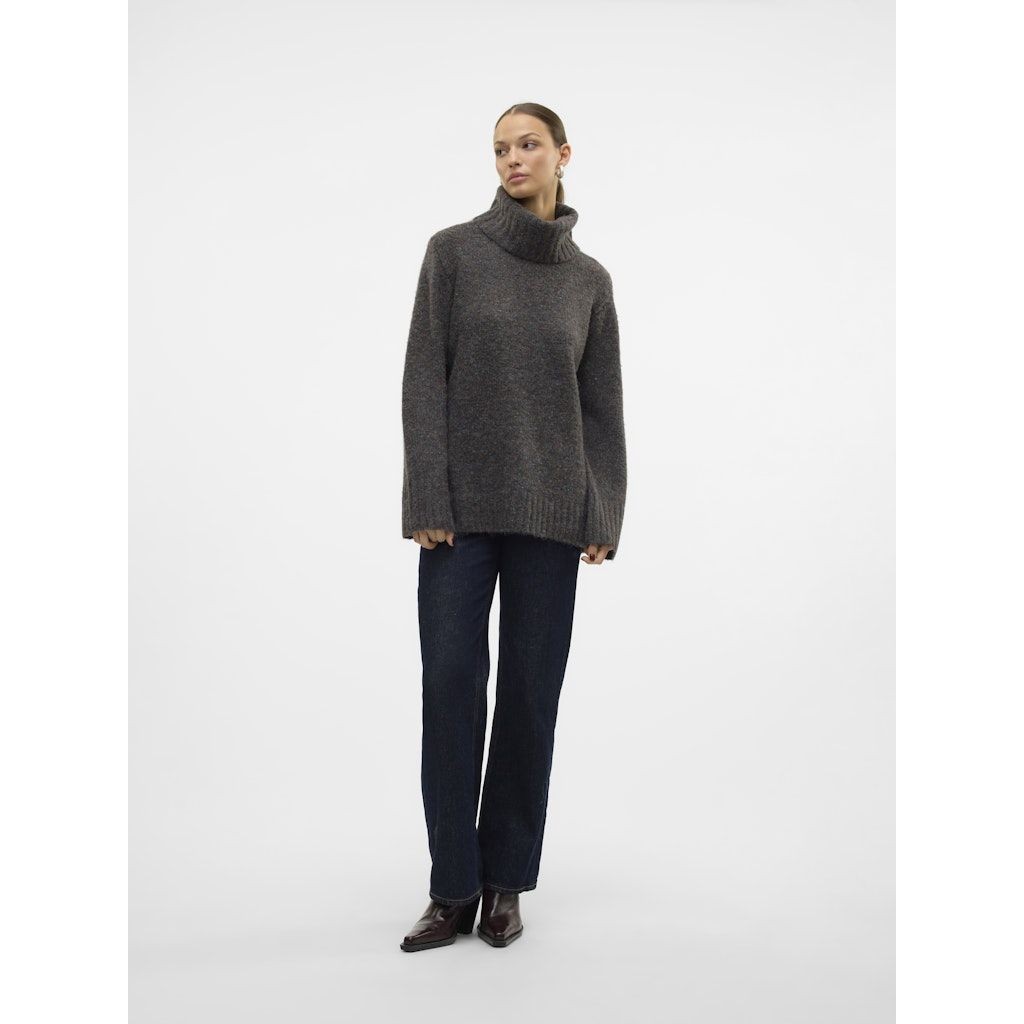 VERO MODA Megztinis su kaklu moterims, Pilka, Ingrid cowlneck pullover 3