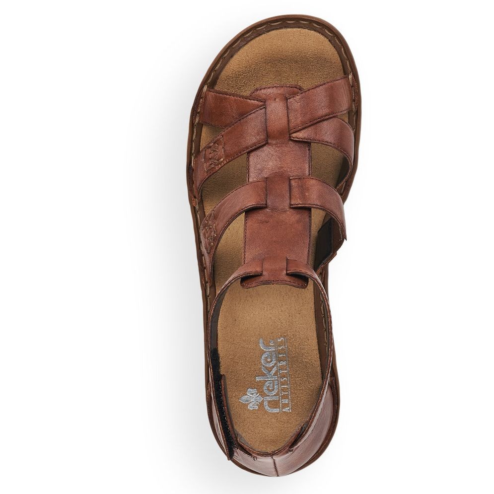RIEKER Basutės moterims, Ruda, SANDALS 5