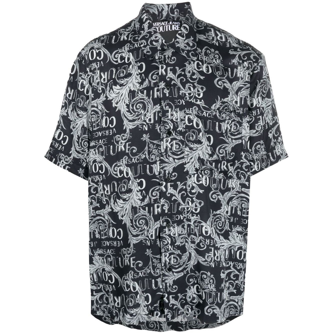 VERSACE JEANS CUTURE Marškiniai trump. rankovėmis vyrams, Pilka, Print logo baroque shirts