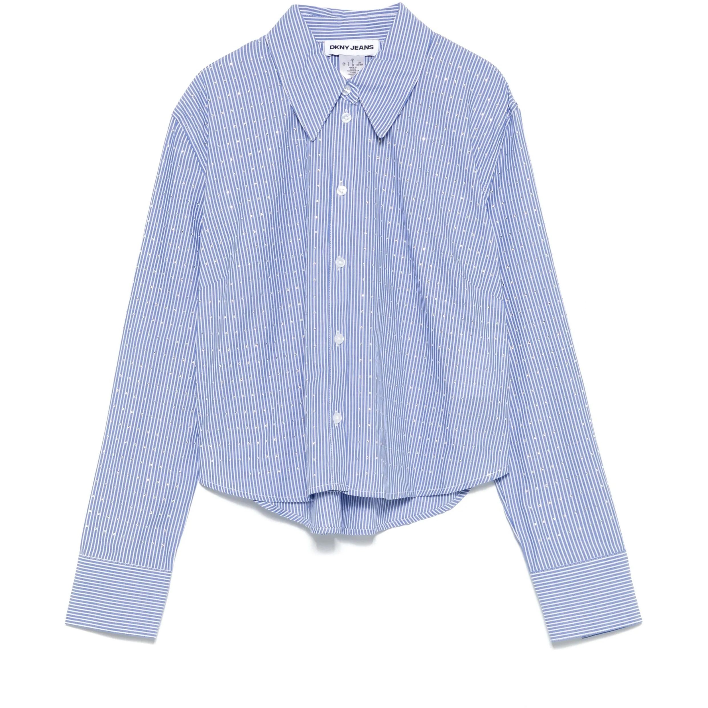 DKNY Marškiniai ilgomis rankovėmis moterims, Mėlyna, Striped poplin shirt 1