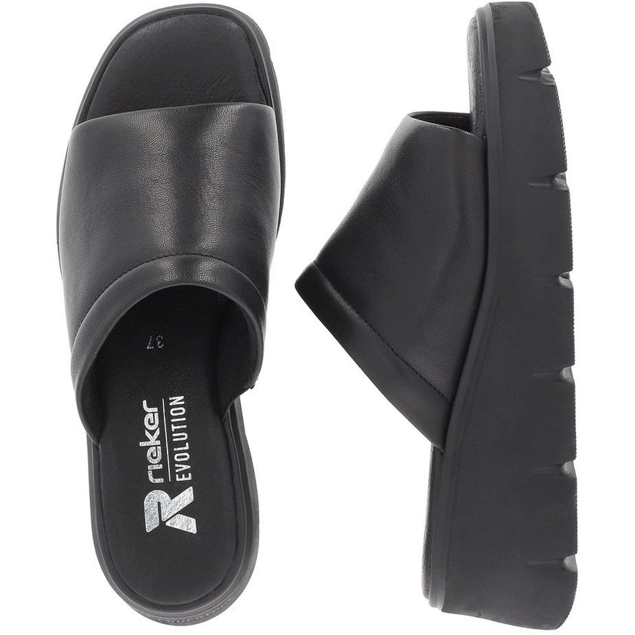 RIEKER Klumpės moterims, Juoda, MULES 11