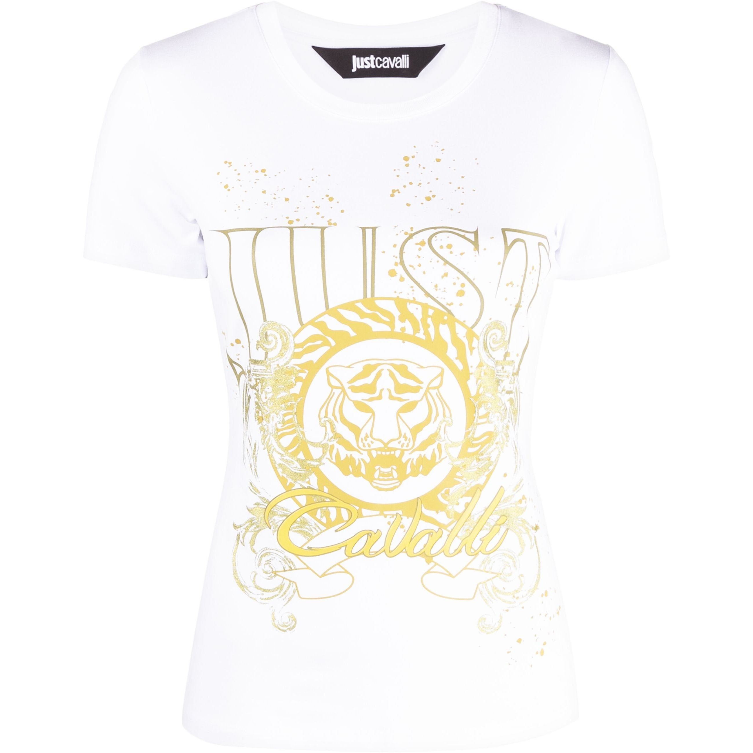 JUST CAVALLI Marškinėliai trump. rankovėmis moterims, Balta, Tiger t-shirt 1