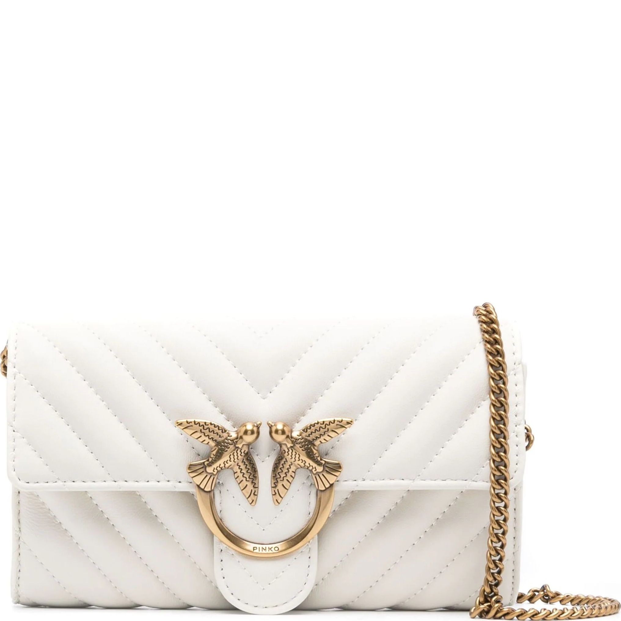 PINKO Rankinė per petį moterims, Balta, Mini love crossbody bag 1