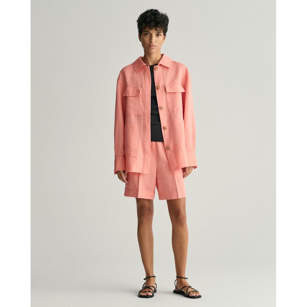 GANT Šortai moterims, Rožinė, REL LINEN BLEND PULL ON SHORTS 2