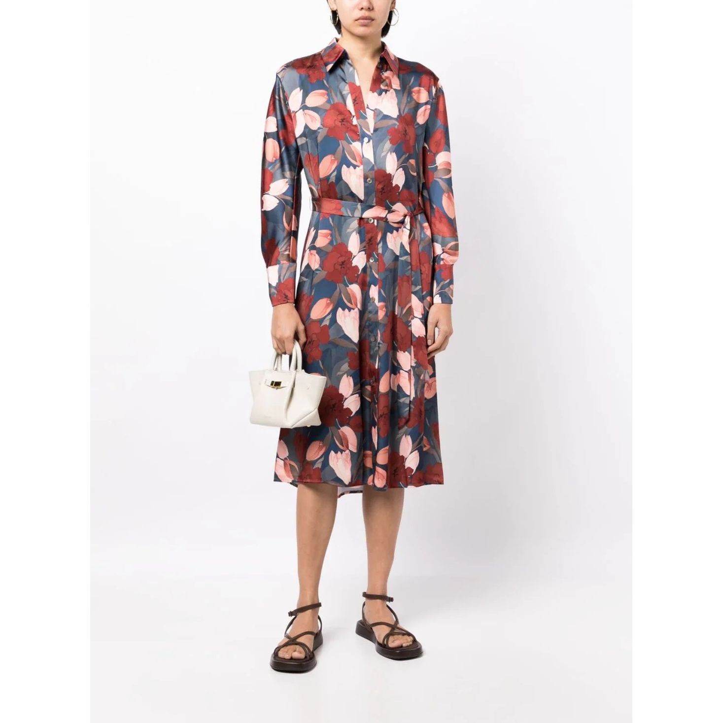 VINCE Midi suknelė moterims, Mėlyna, Nouveau belted shirt dress 2