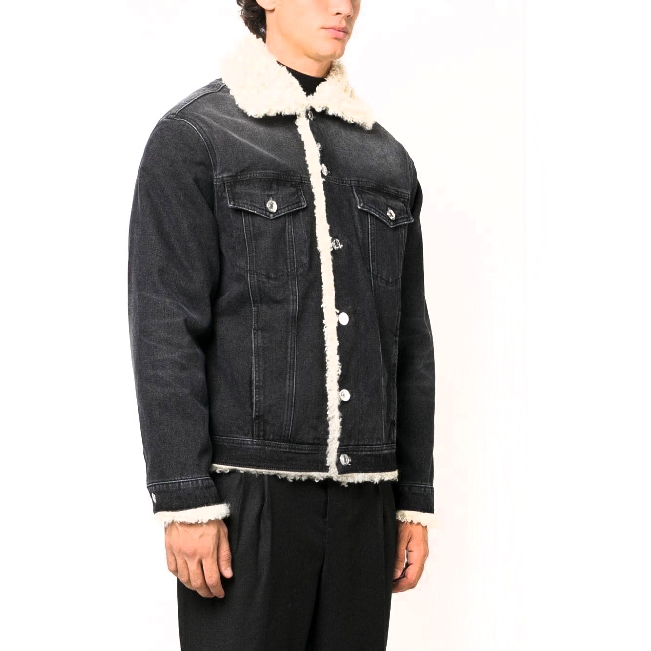 AMI PARIS Pūkinė striukė, Juoda, Trucker lined jacket 3