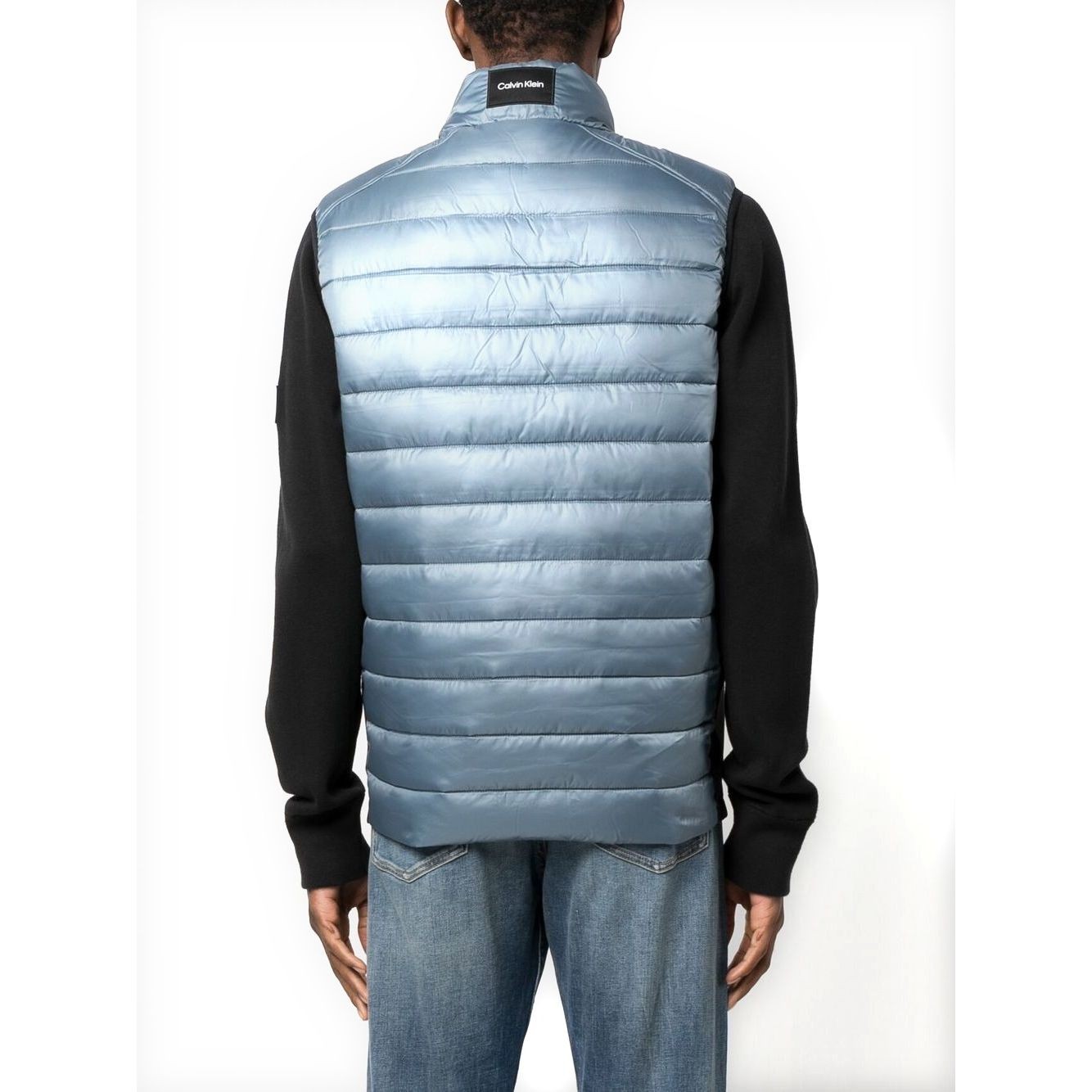 CALVIN KLEIN Pūkinė liemenė vyrams, Pilka, Recycled side logo vest 3