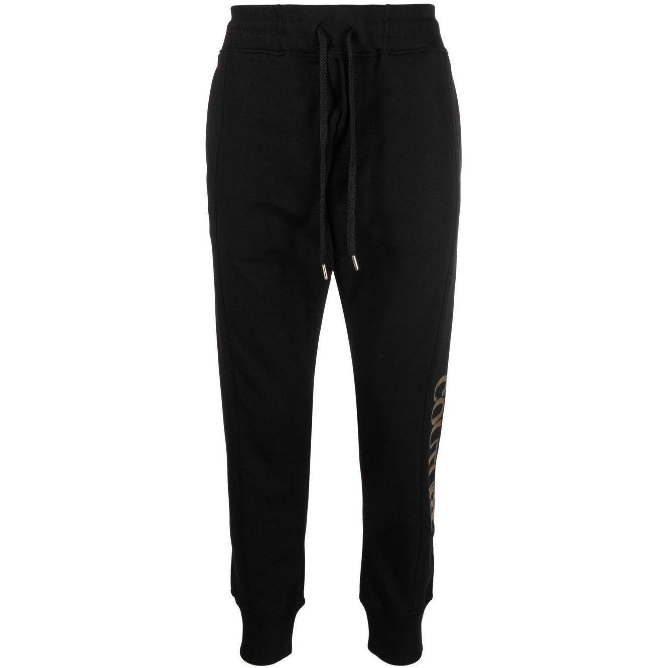 VERSACE JEANS CUTURE Sportinės kelnės vyrams, Juoda, Logo thick foil trousers