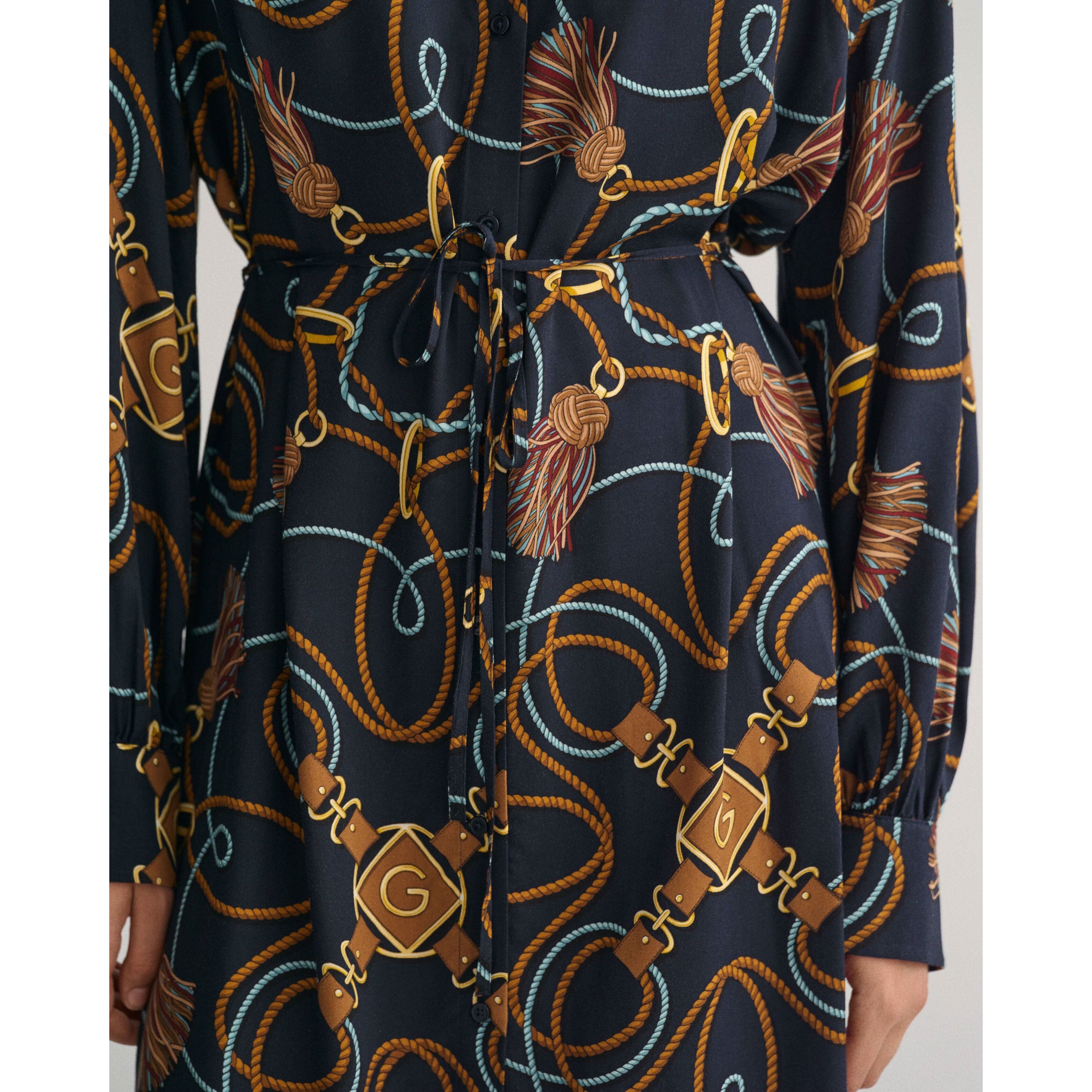 GANT Midi suknelė moterims, Mėlyna, REL ROPE PRINT SHIRT DRESS 4