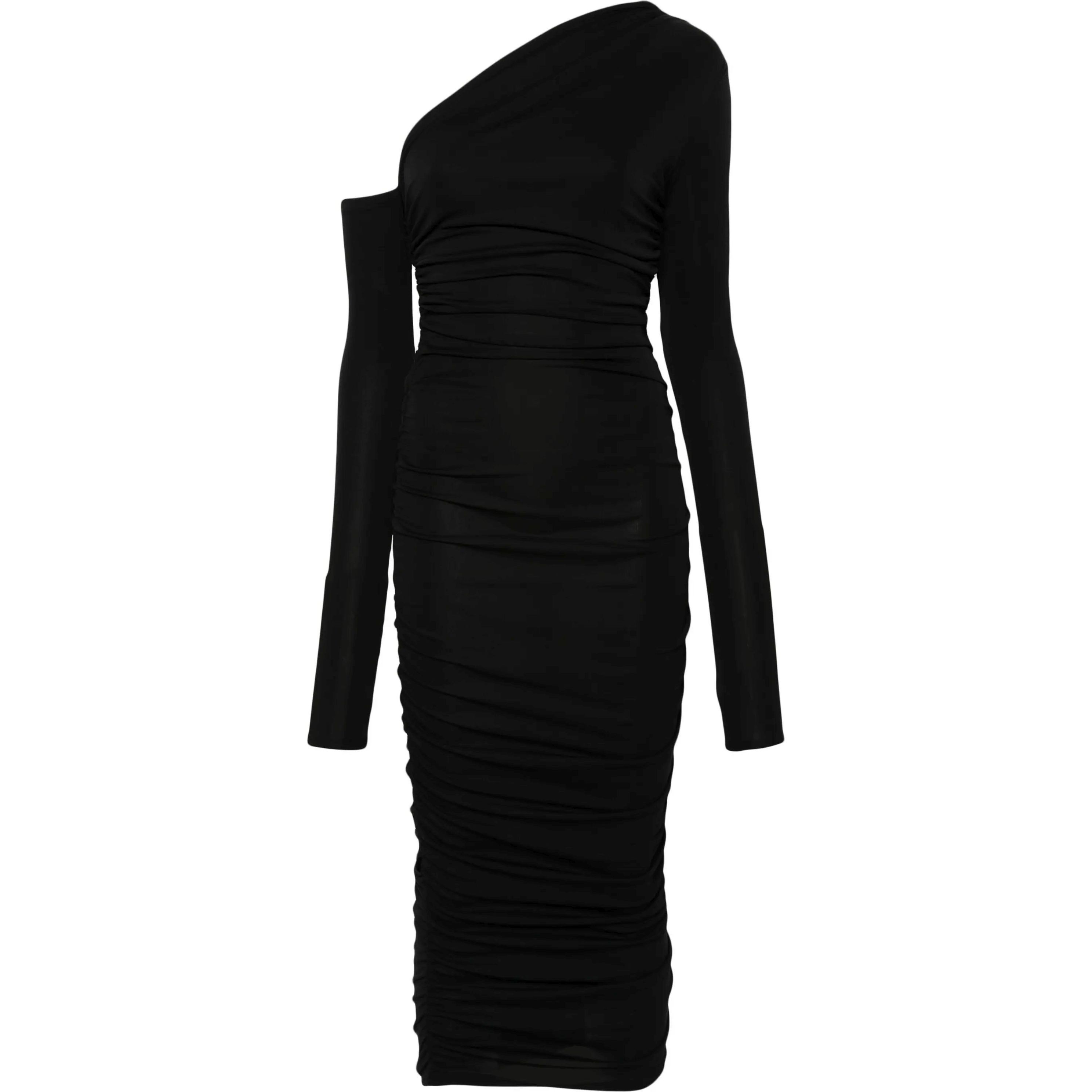 THE ANDAMANE Mini suknelė moterims, Juoda, Olimpia  draped mini dress